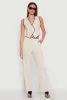 Linen Contrast Trim Vest sold by Rainbow