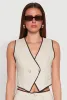 Linen Contrast Trim Vest sold by Rainbow