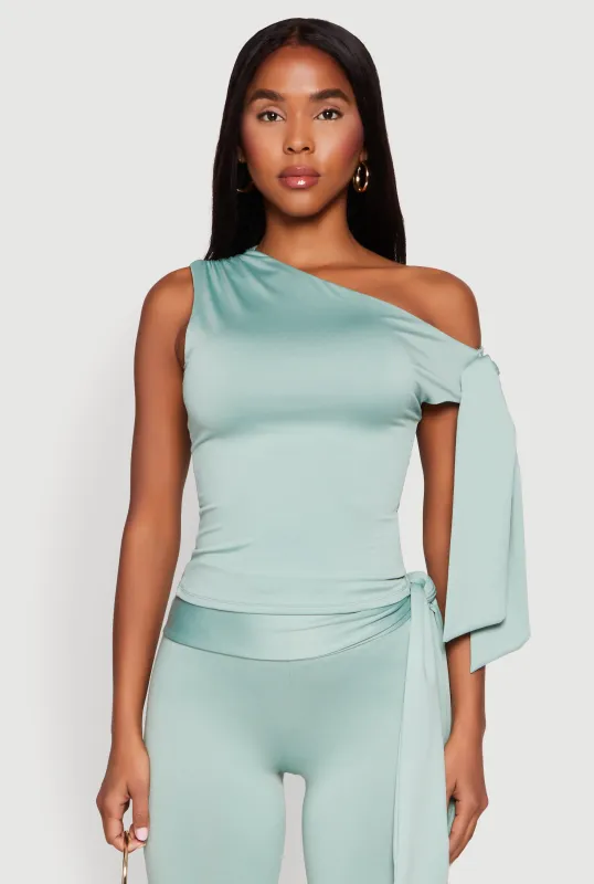 Side Tie One Shoulder Top sold by Rainbow
