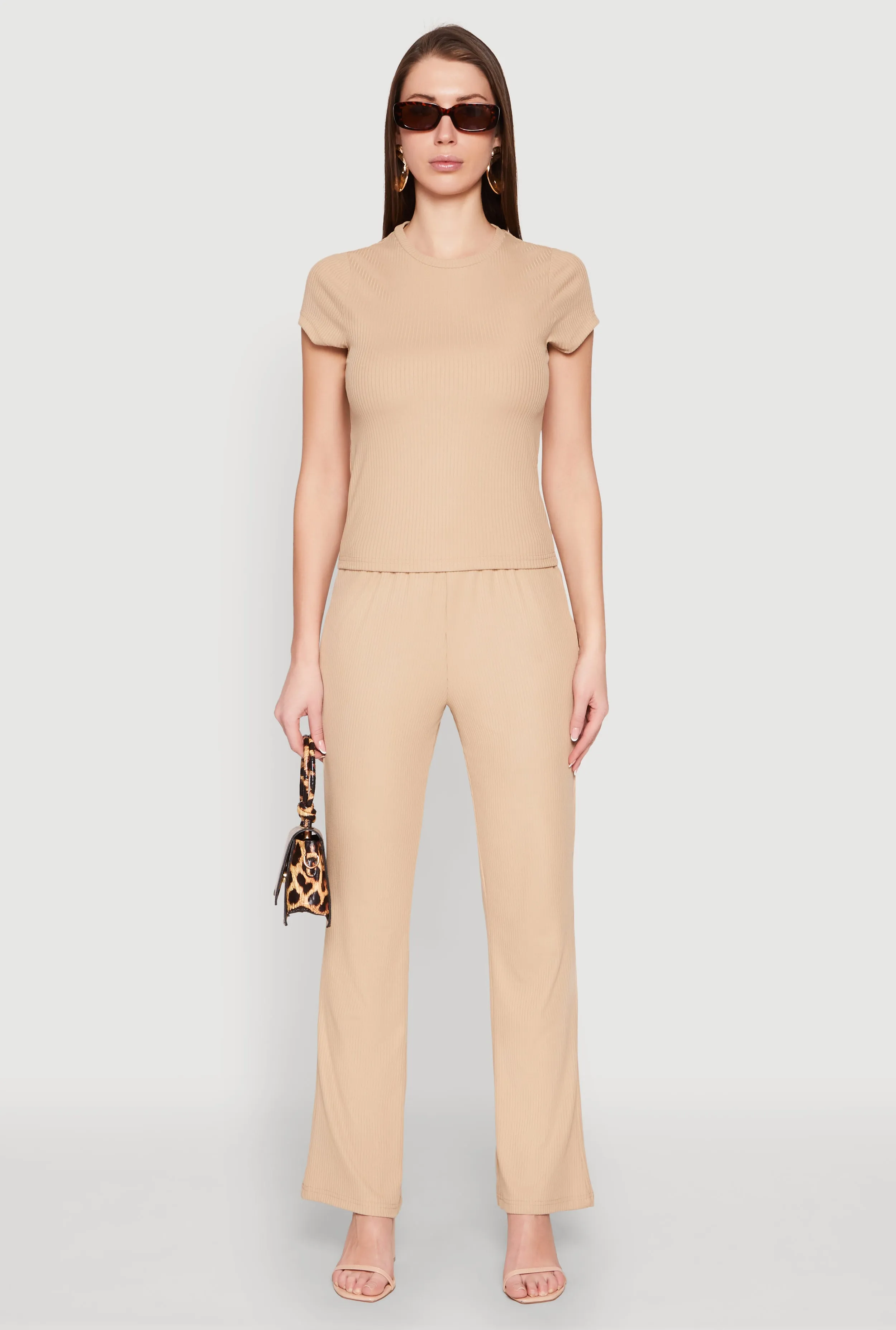 Ribbed Knit Short Sleeve Tee sold by Rainbow product image thumbnail 2