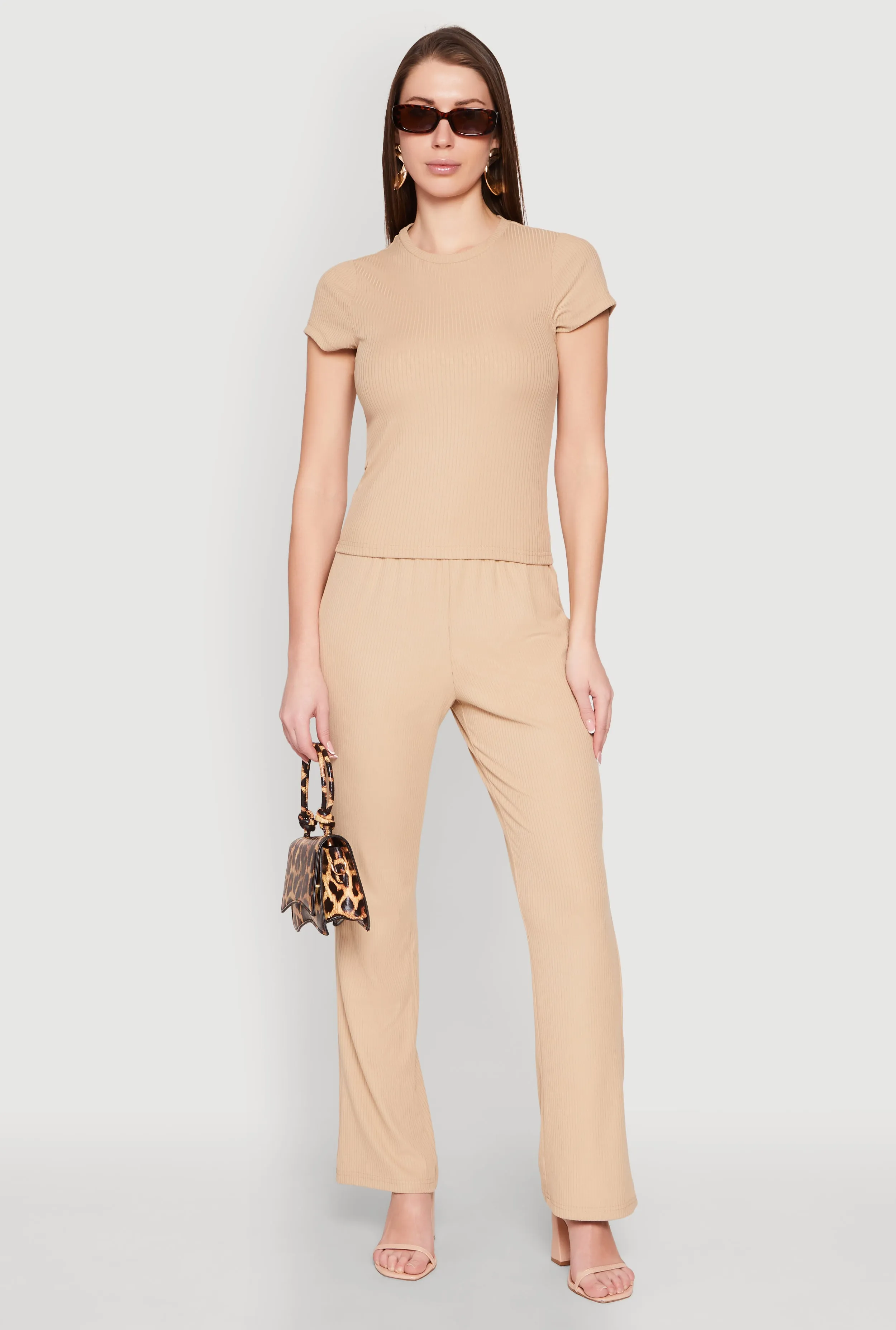 Ribbed Knit Short Sleeve Tee sold by Rainbow product image thumbnail 3