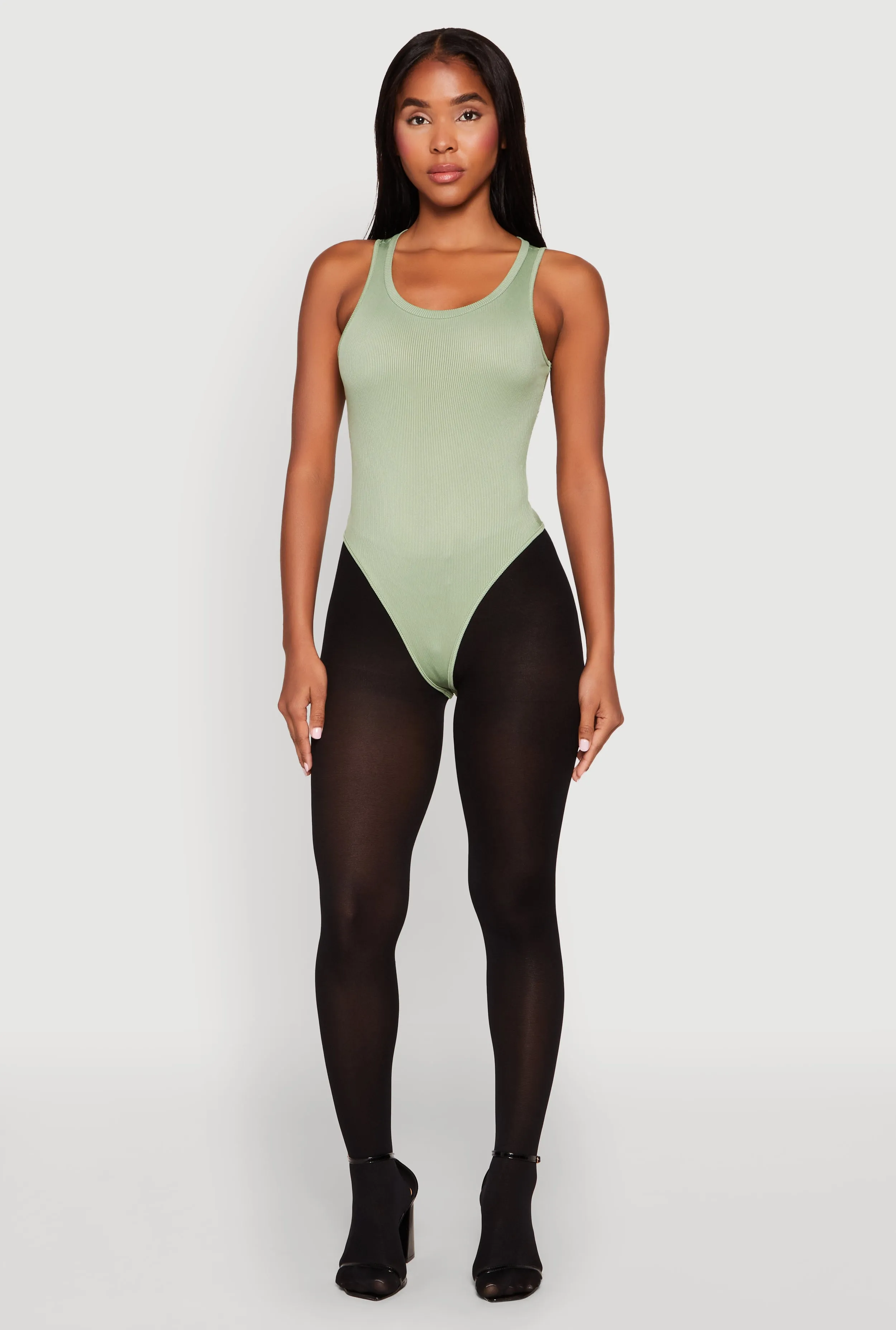 Daisy Basic Ribbed Knit Tank Bodysuit sold by Rainbow