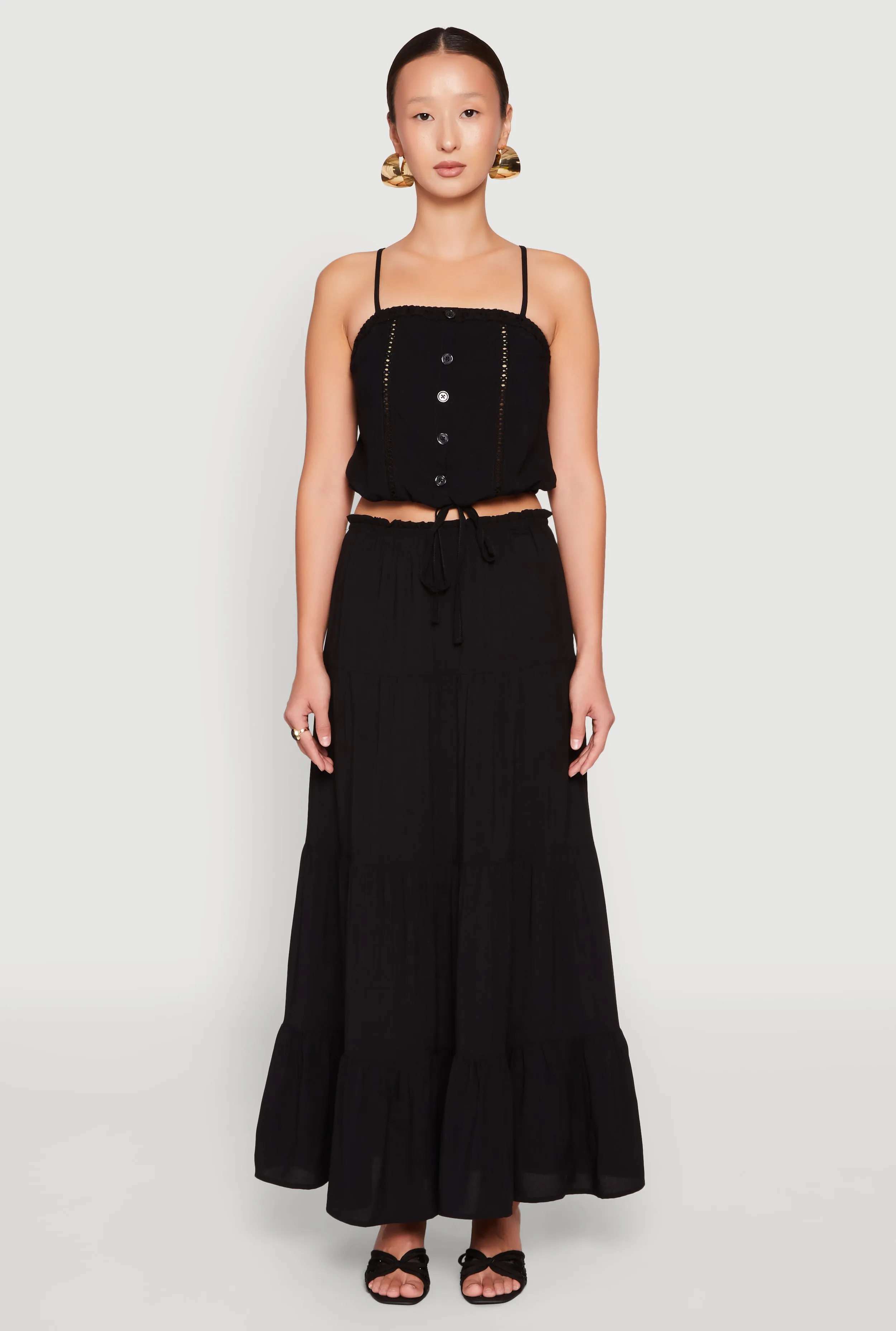 Almost Famous High Waist Tiered Skirt sold by Rainbow