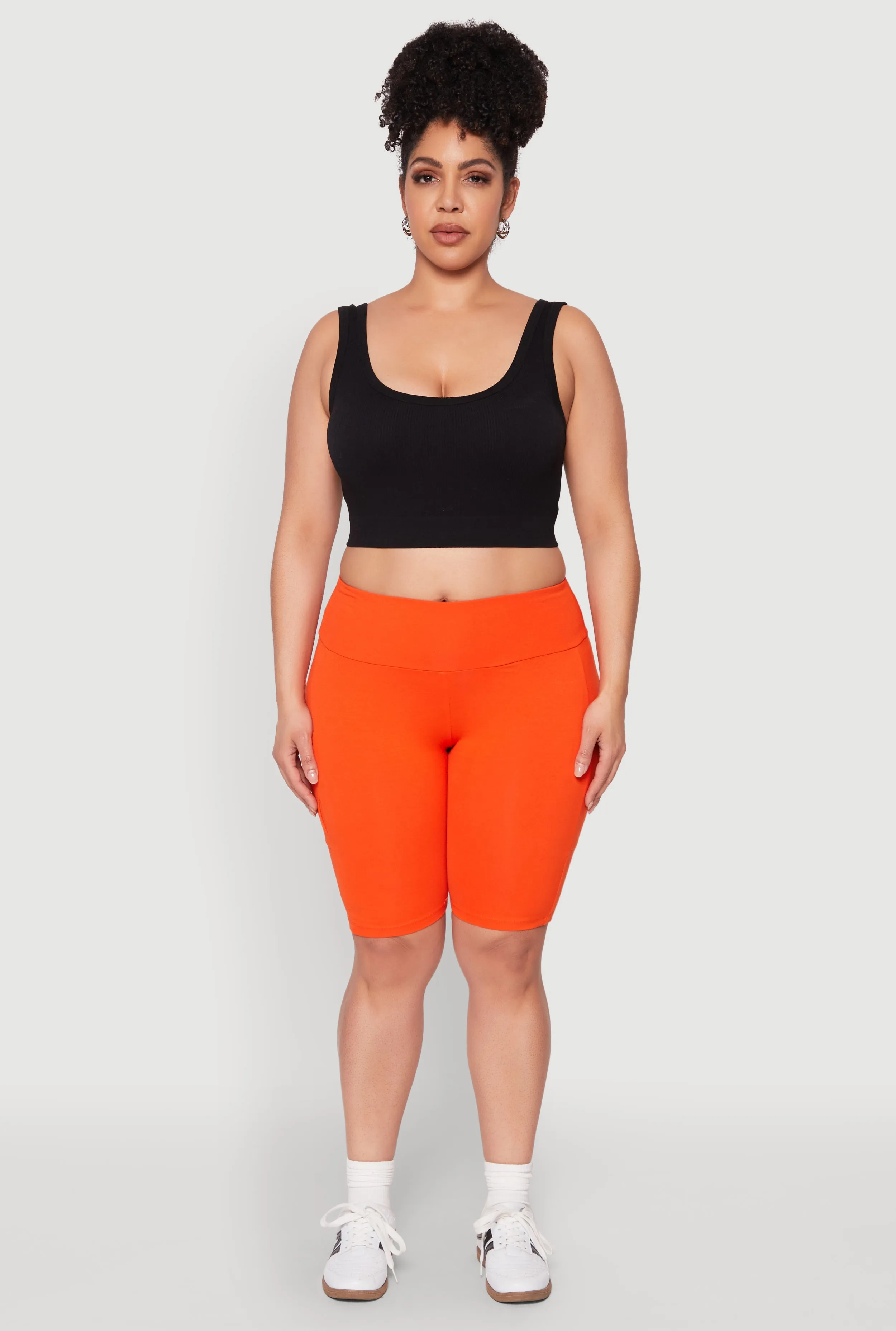 Plus Size High Waist Cell Phone Pocket Biker Shorts sold by Rainbow product image thumbnail 2