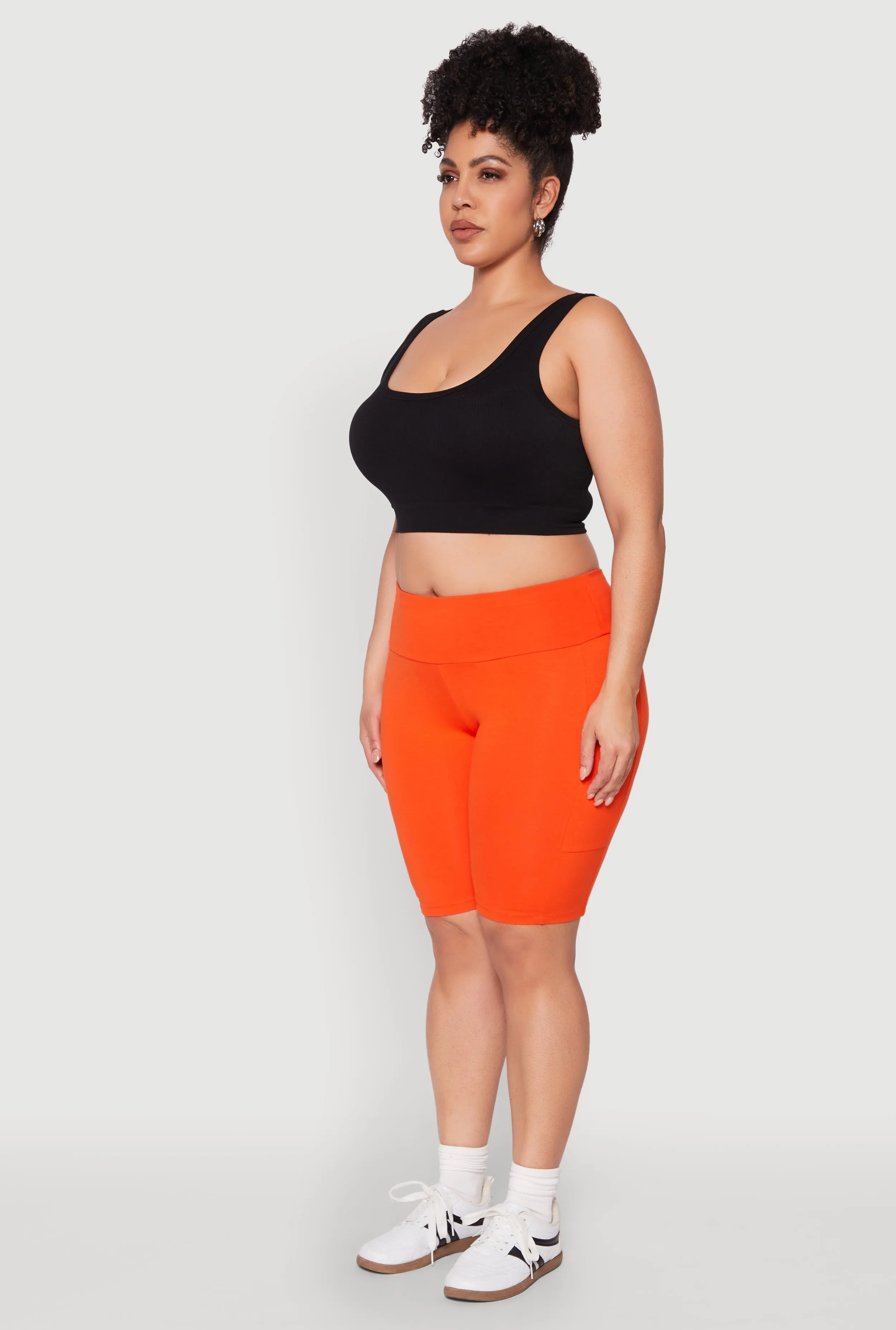 Plus Size High Waist Cell Phone Pocket Biker Shorts sold by Rainbow product image thumbnail 3