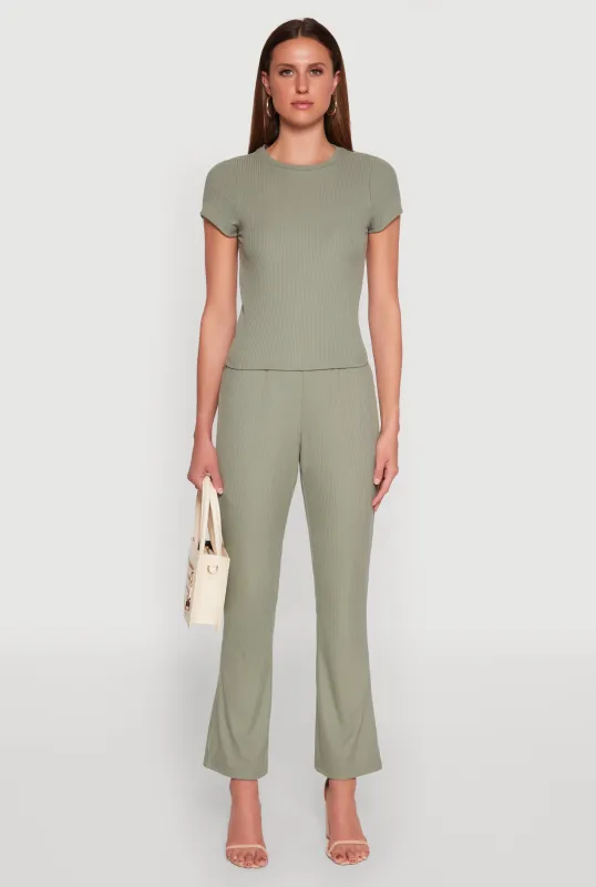 Ribbed Knit Boot Cut Pants sold by Rainbow