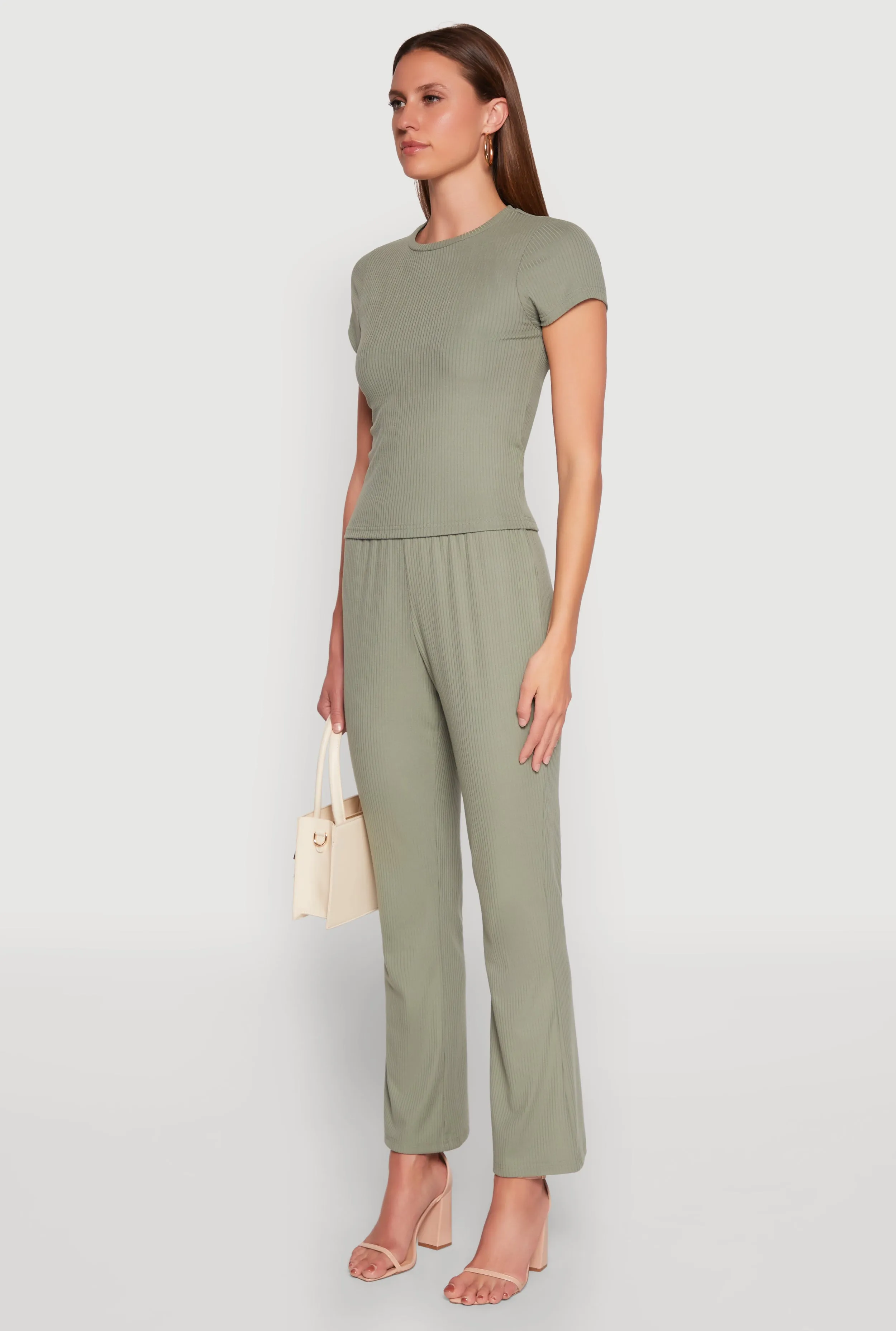 Ribbed Knit Short Sleeve Tee sold by Rainbow product image thumbnail 5