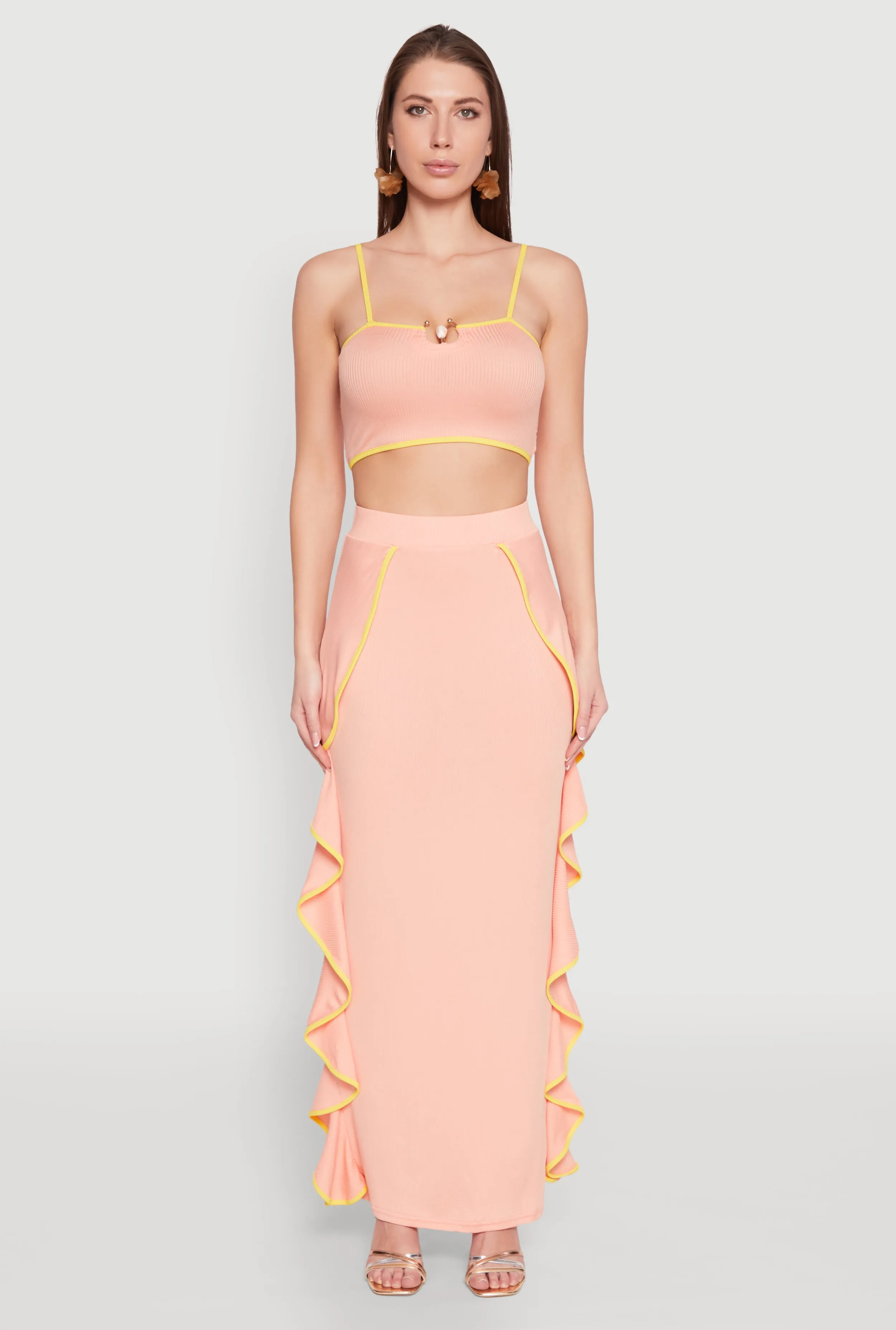 Contrast Trim Side Ruffle Maxi Skirt sold by Rainbow product image thumbnail 2