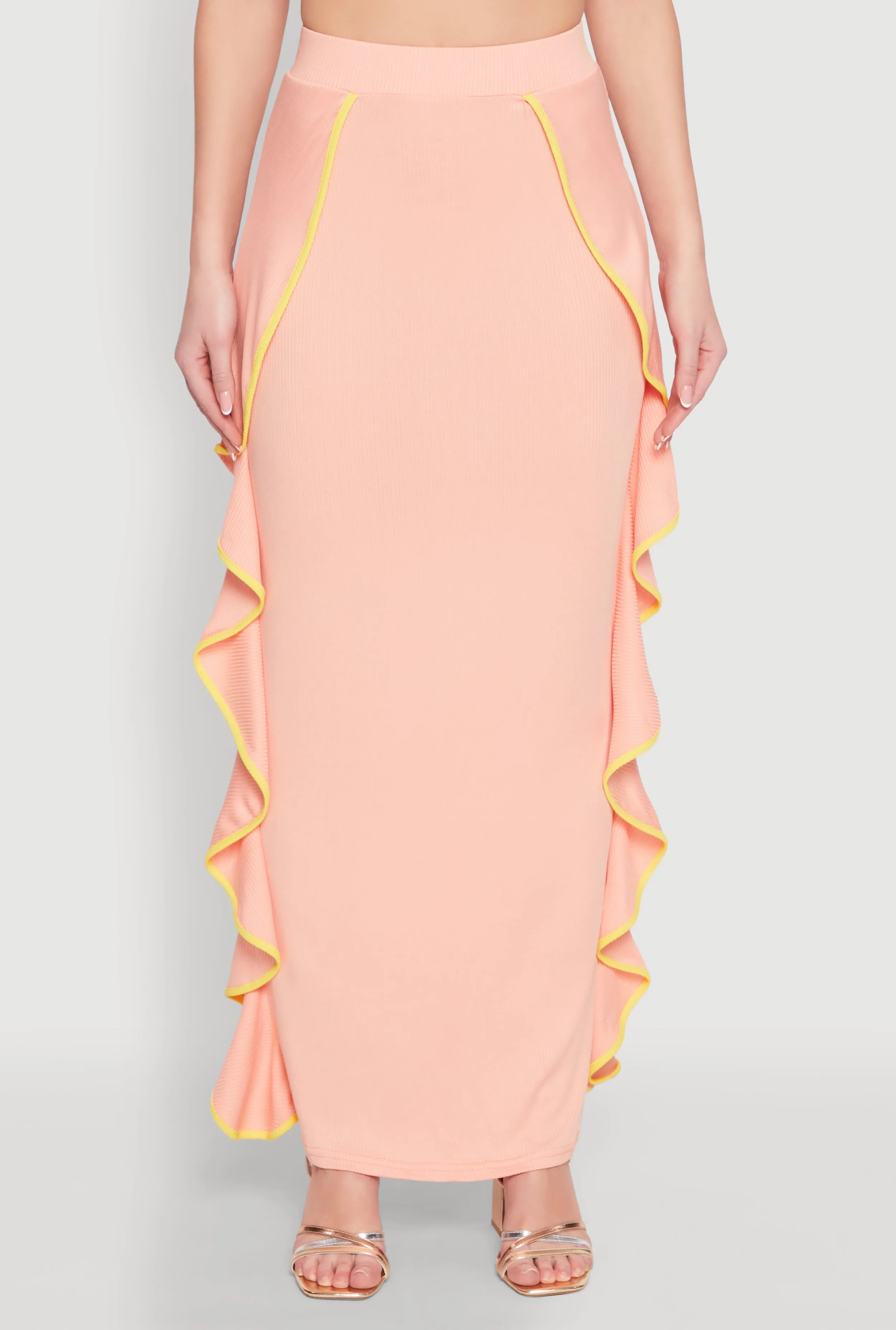 Contrast Trim Side Ruffle Maxi Skirt sold by Rainbow product image thumbnail 3