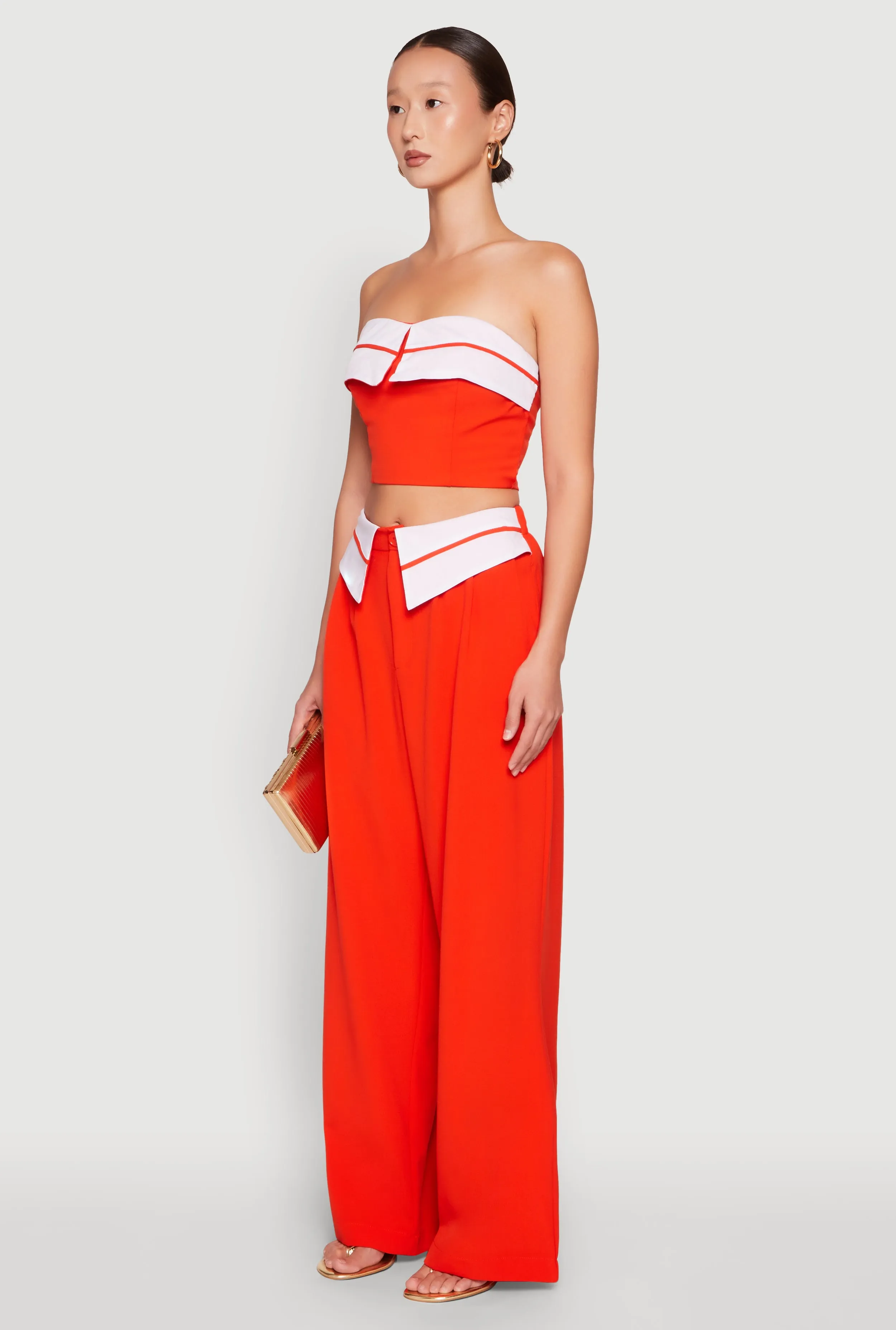Contrast Trim Fold Over Crop Top sold by Rainbow product image thumbnail 5