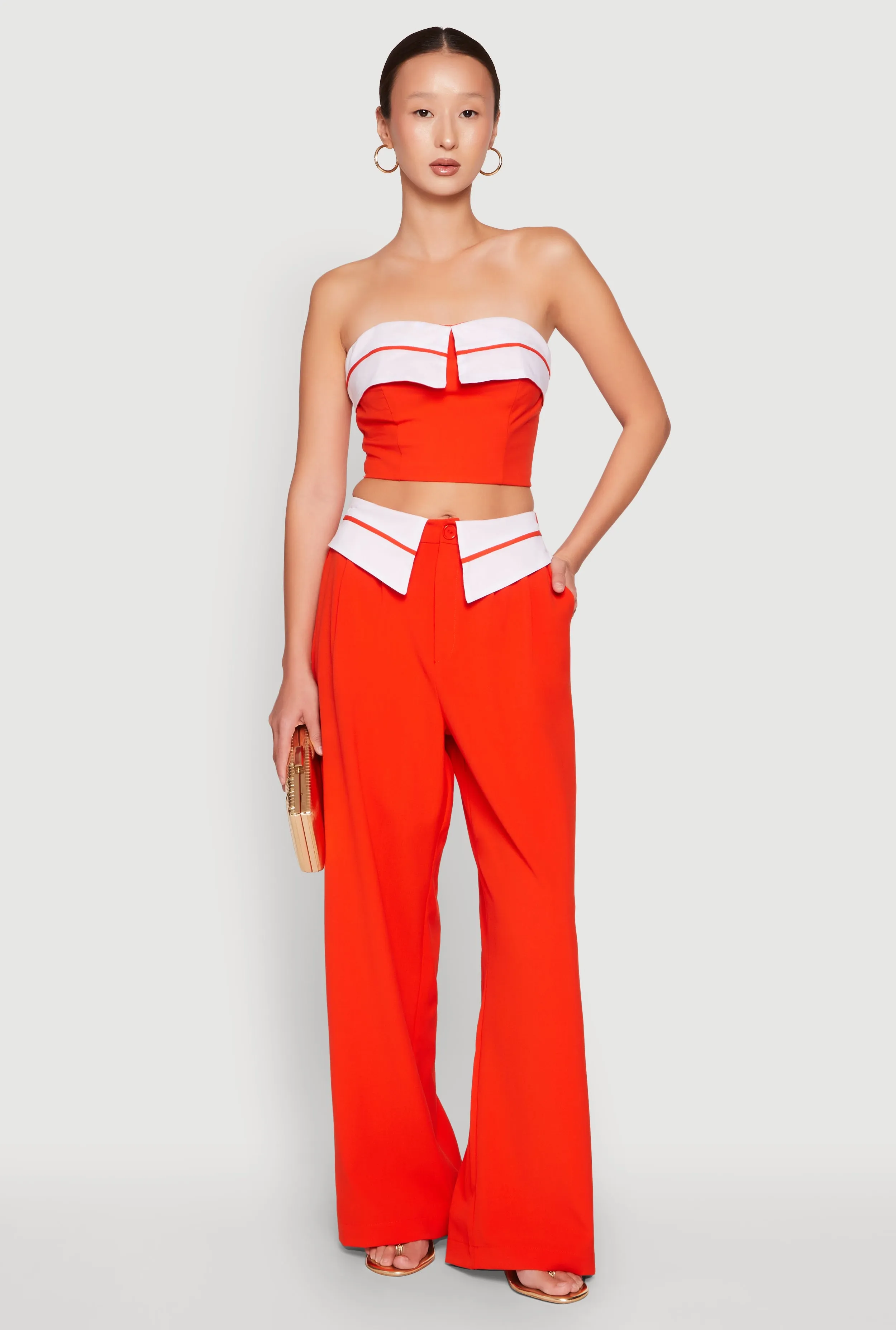 Contrast Trim Fold Over Crop Top sold by Rainbow product image thumbnail 2