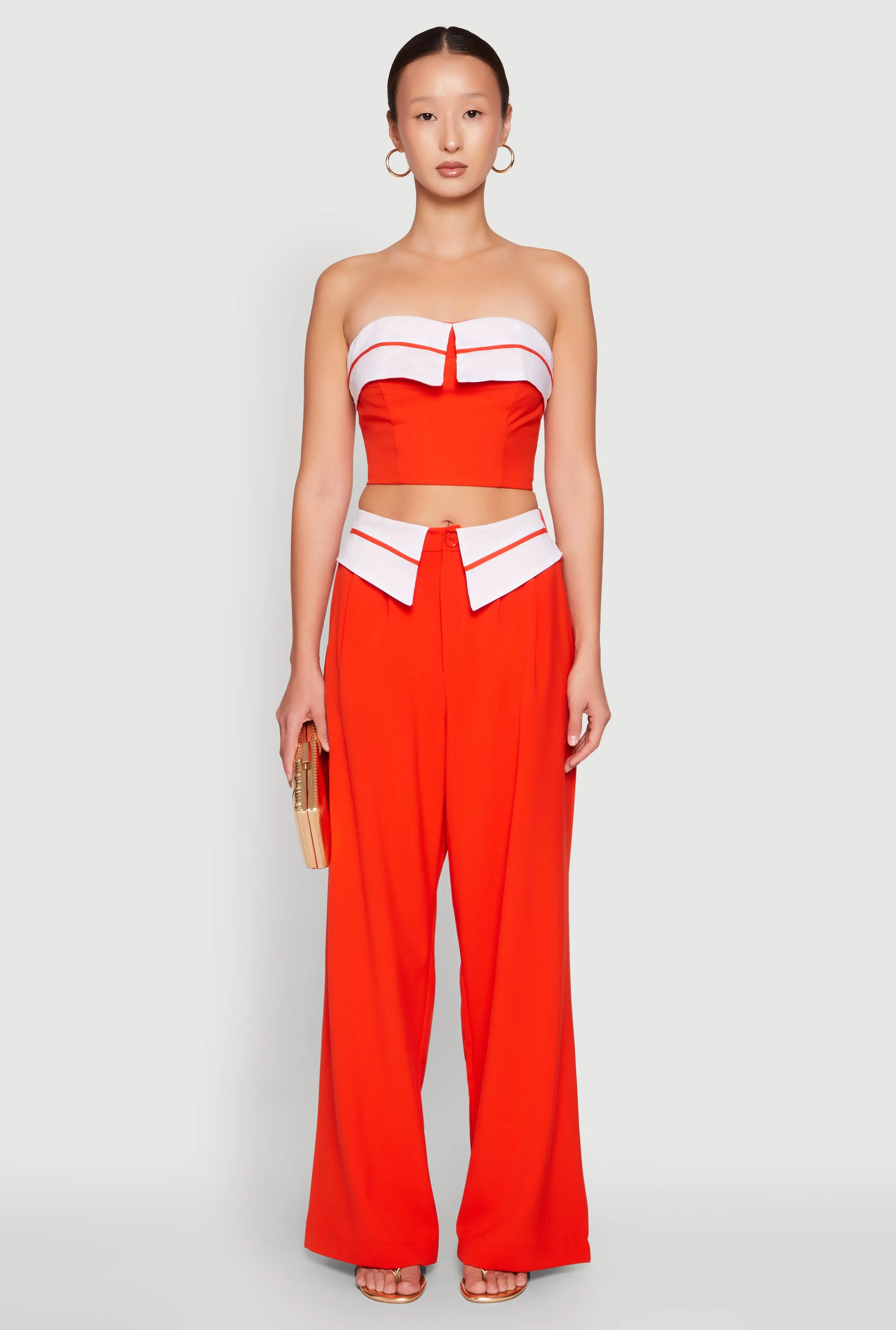 Contrast Trim Fold Over Crop Top sold by Rainbow product image thumbnail 3