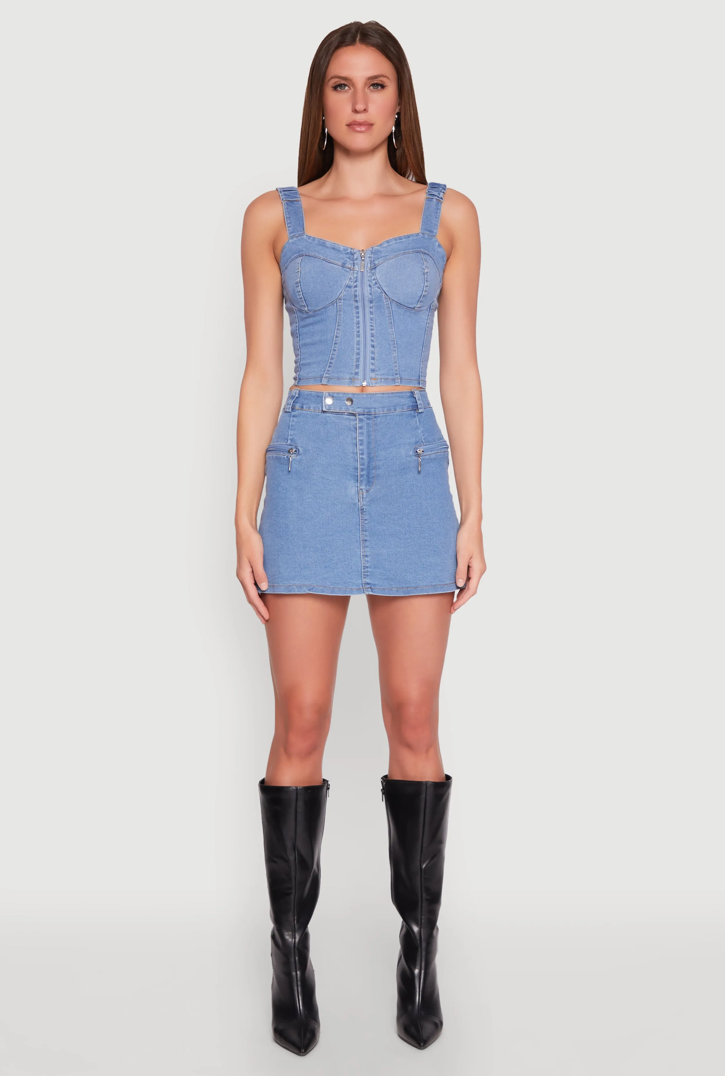 Denim Zip Front Bustier Top sold by Rainbow product image thumbnail 3
