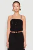 Almost Famous Faux Button Tie Front Crop Top sold by Rainbow