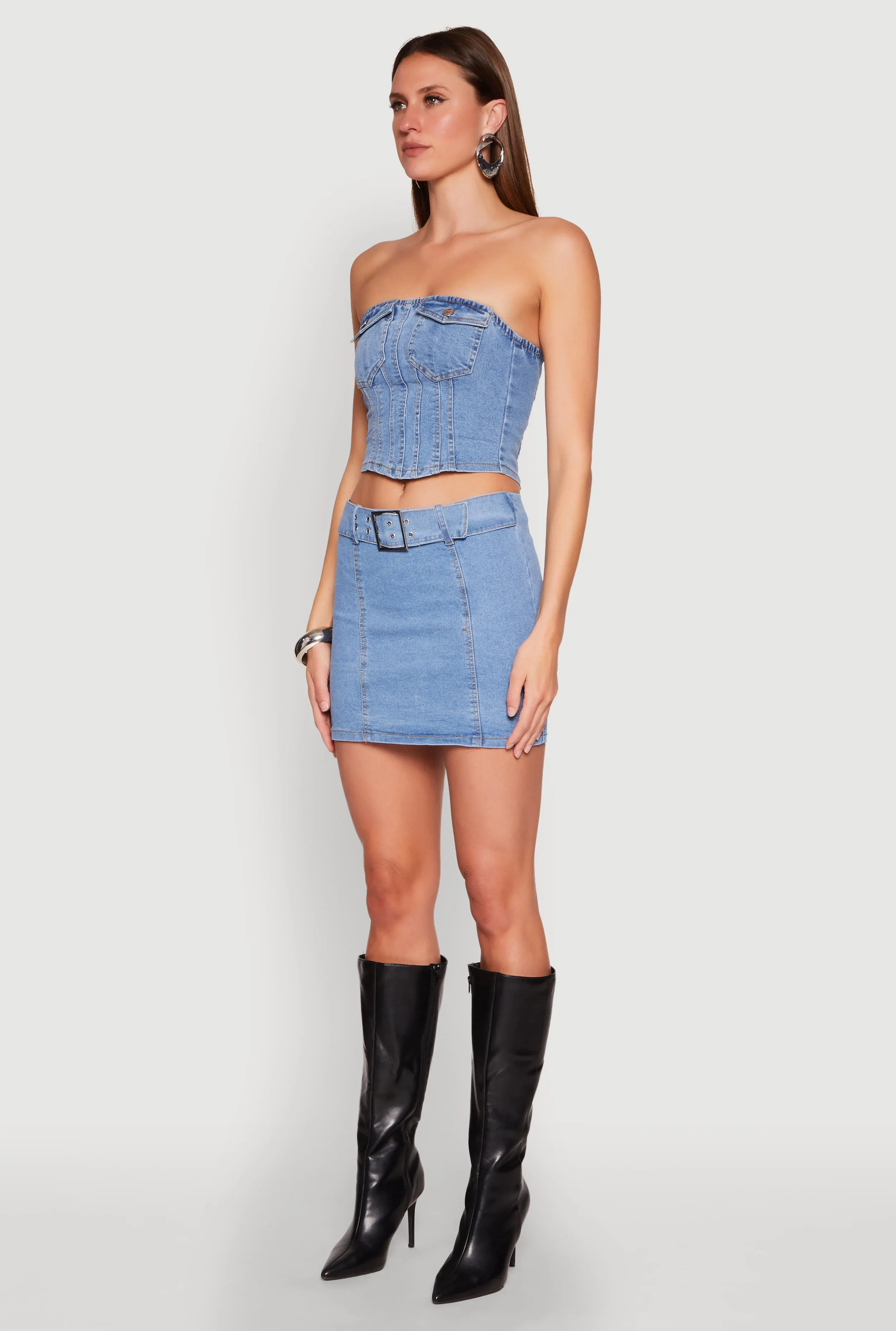 Denim Pocket Corset Tube Top sold by Rainbow product image thumbnail 5