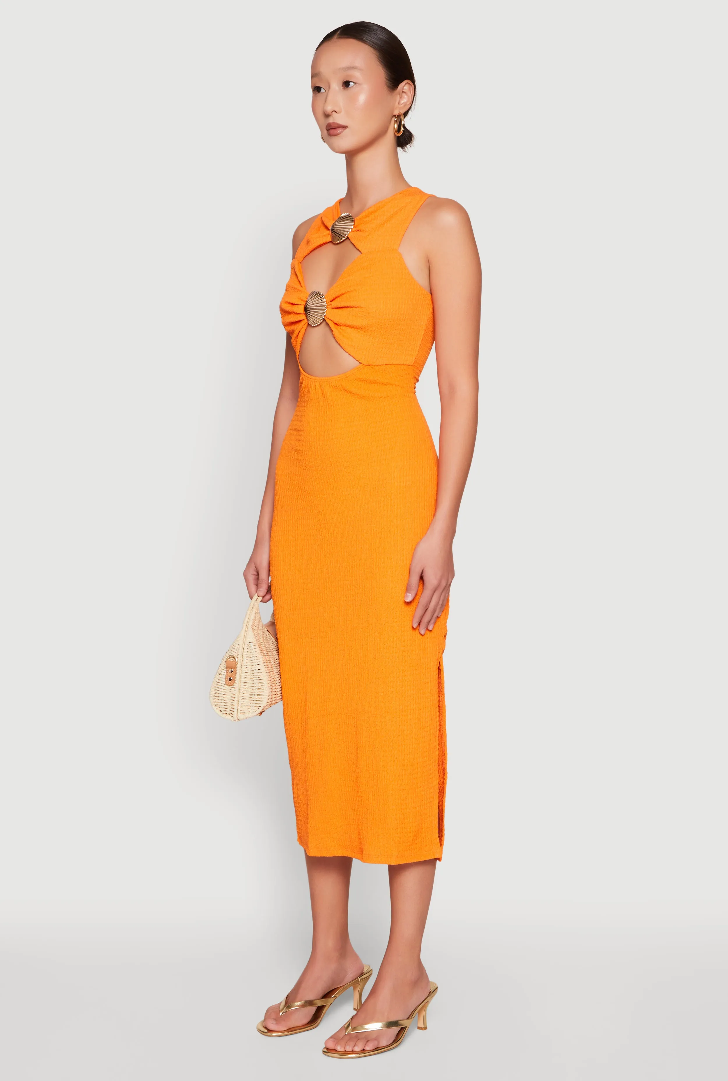 Metallic Seashell Cut Out Midi Dress sold by Rainbow product image thumbnail 3