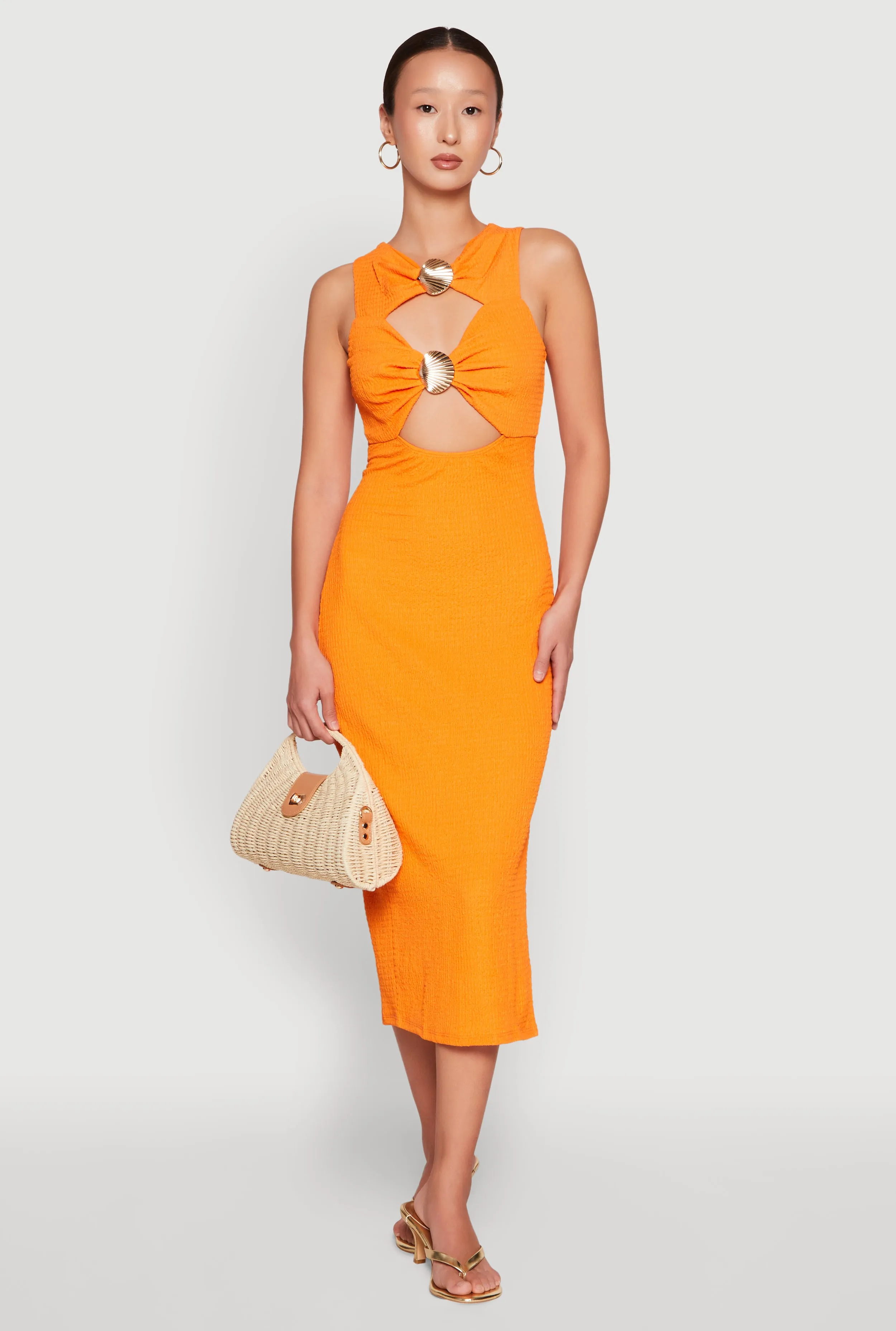 Metallic Seashell Cut Out Midi Dress sold by Rainbow product image thumbnail 2