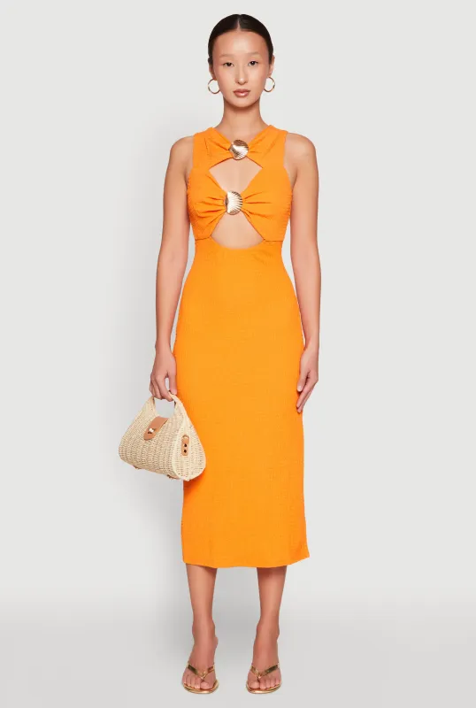 Metallic Seashell Cut Out Midi Dress sold by Rainbow