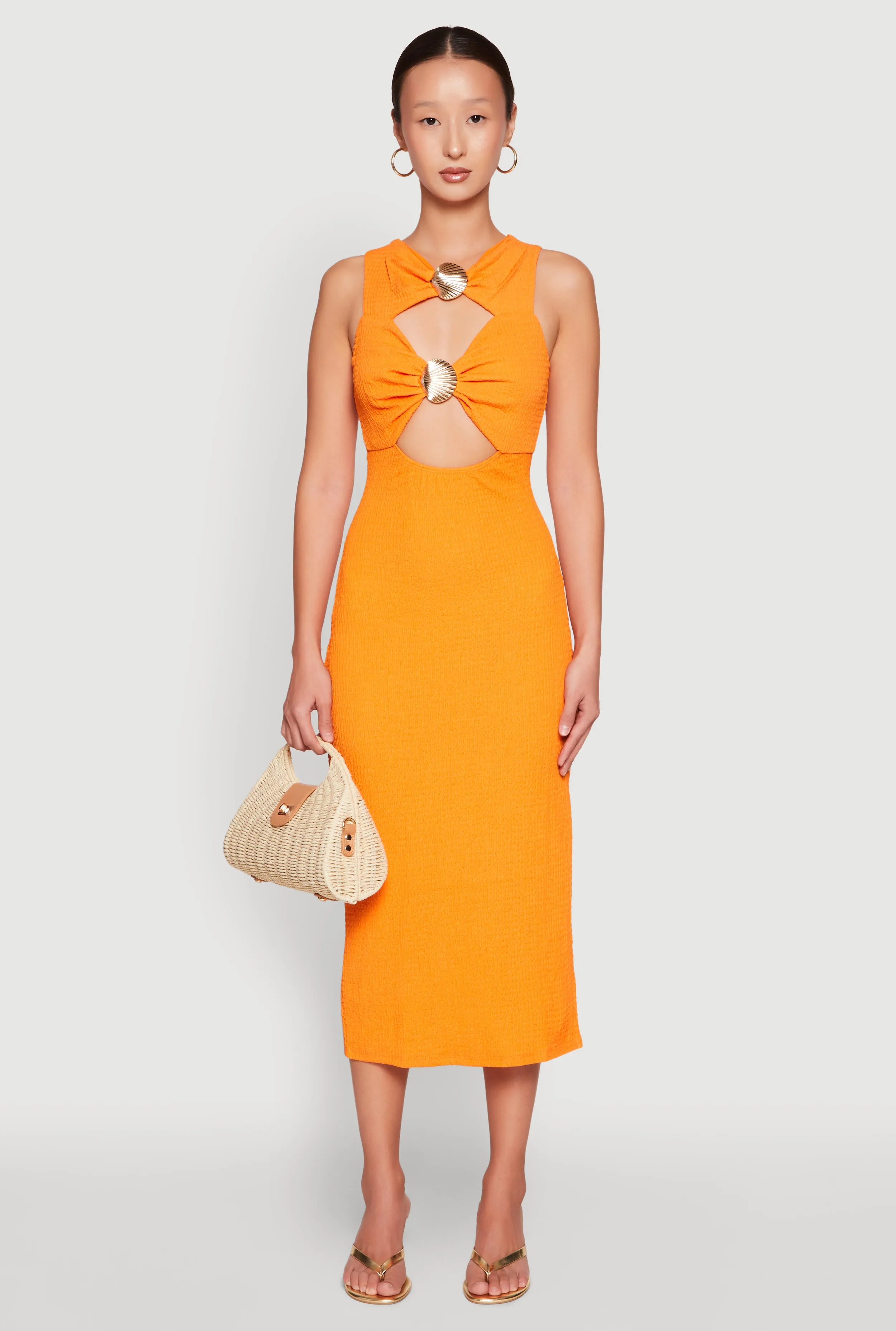 Metallic Seashell Cut Out Midi Dress sold by Rainbow