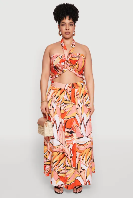 Plus Size Printed Pattern Maxi Skirt sold by Rainbow