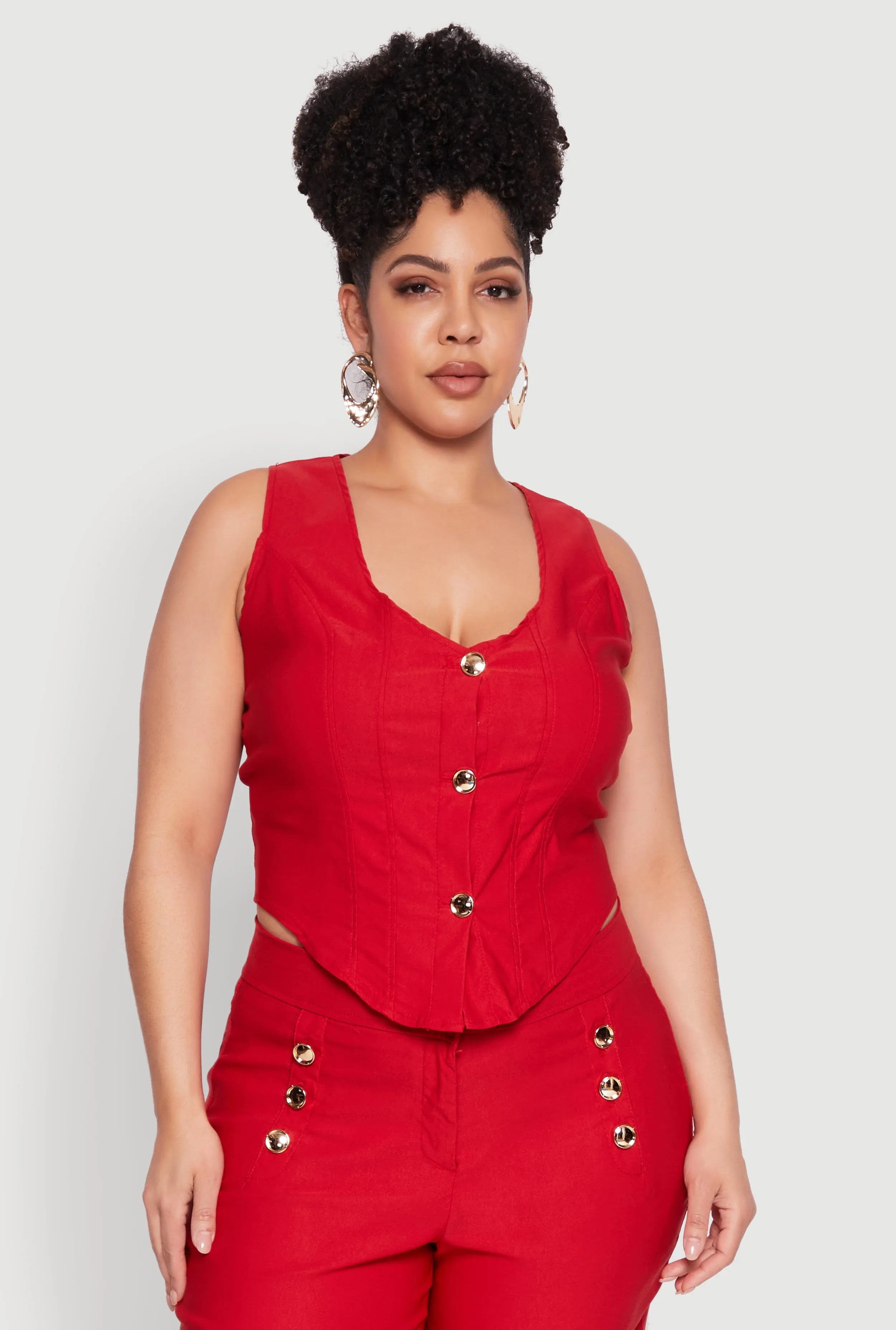 Plus Size Cropped Corset Detail Vest sold by Rainbow