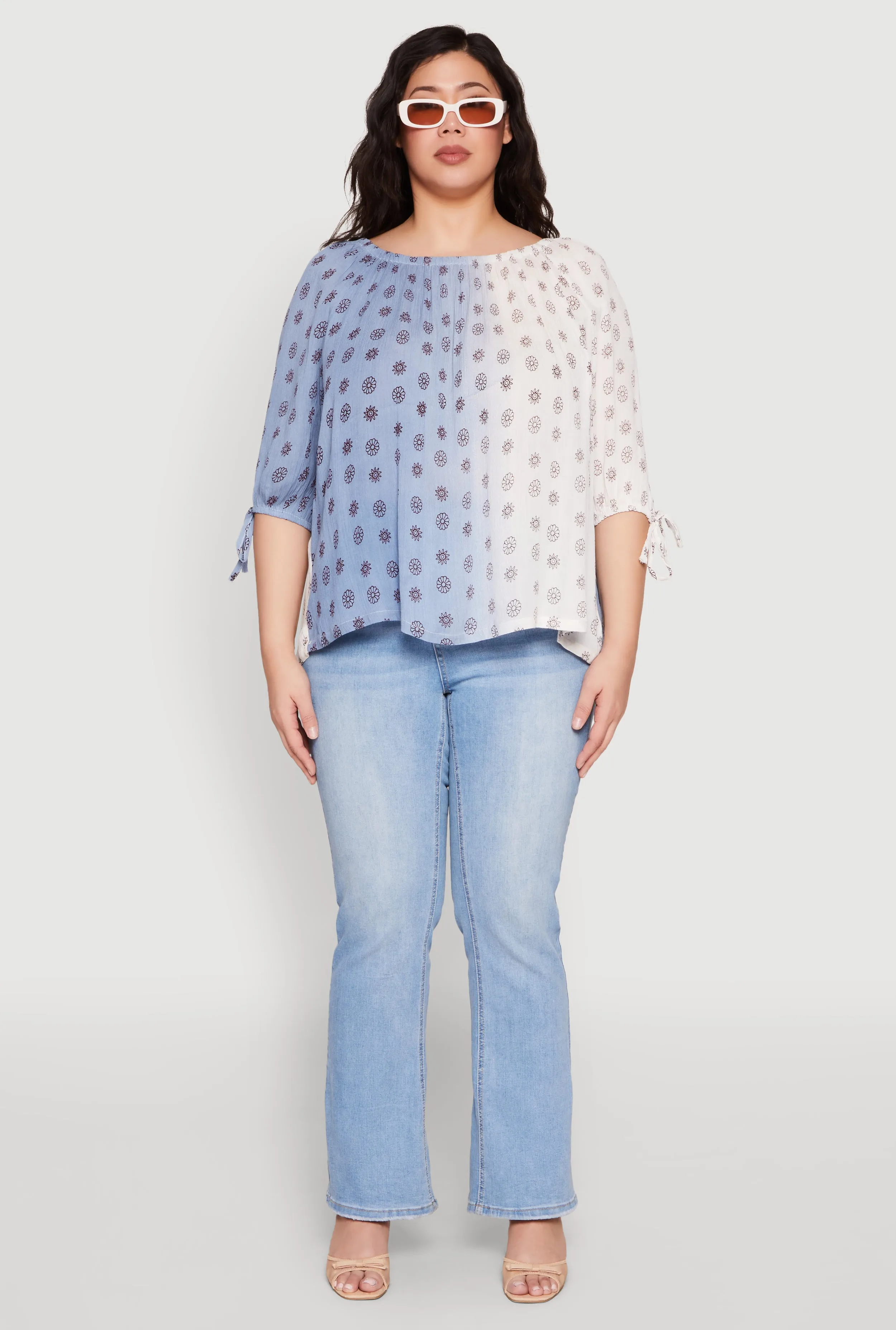 Plus Size Ombre Flower Print Blouse sold by Rainbow product image thumbnail 3