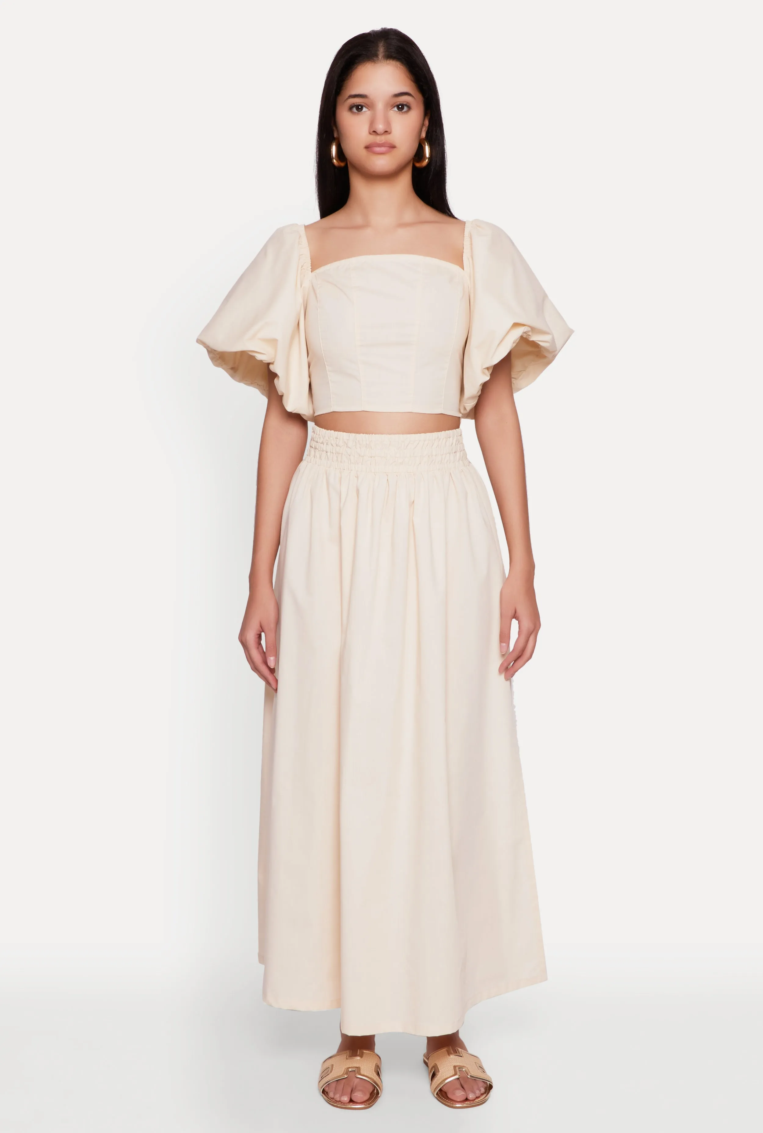 Poplin Puff Sleeve Corset Crop Top sold by Rainbow product image thumbnail 2