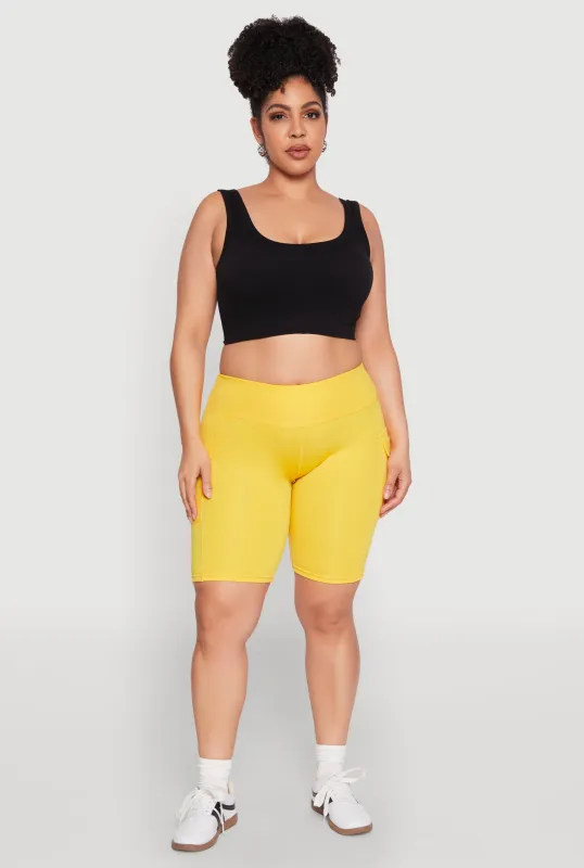Plus Size High Waisted Cargo Pocket Biker Shorts sold by Rainbow