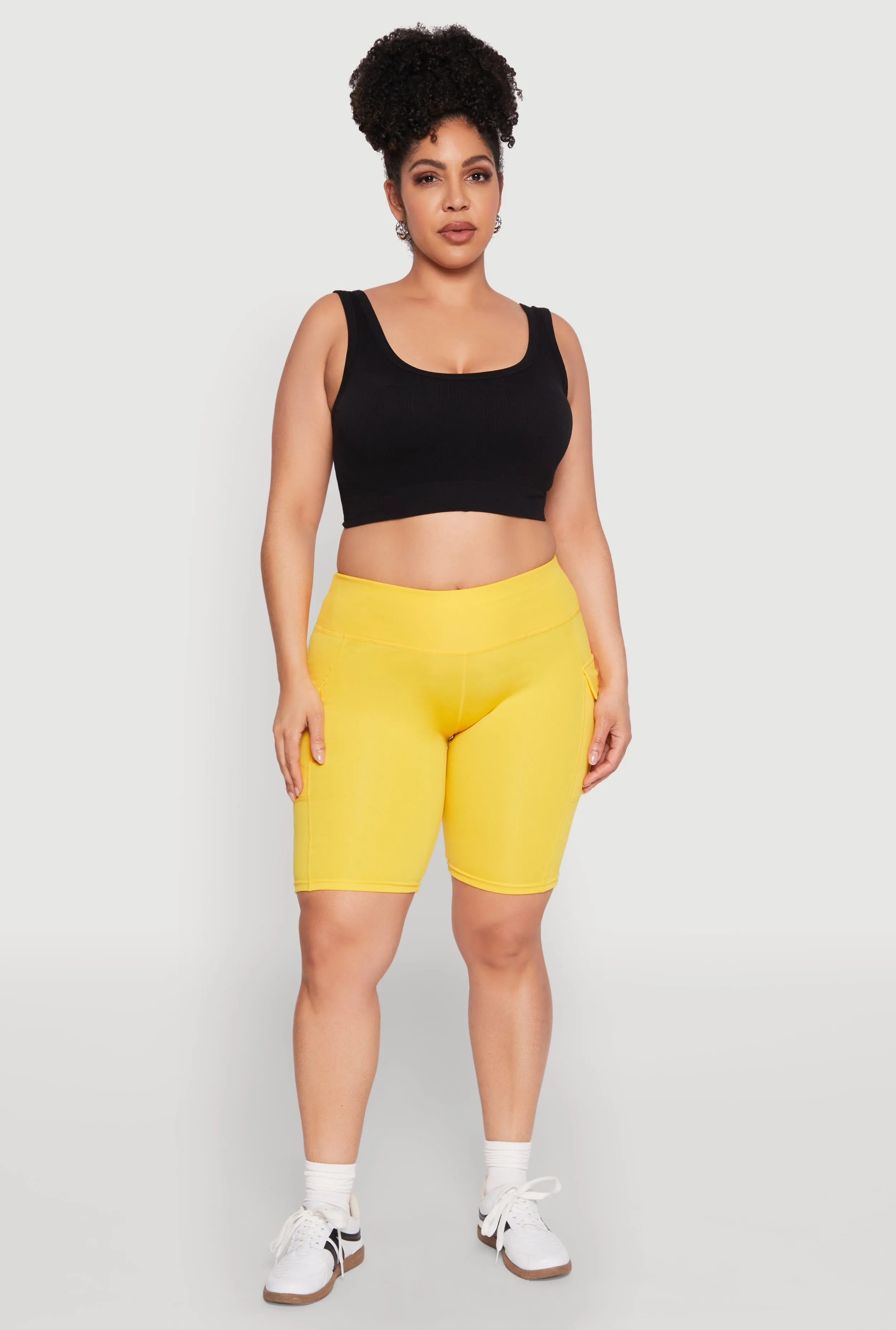 Plus Size High Waisted Cargo Pocket Biker Shorts sold by Rainbow