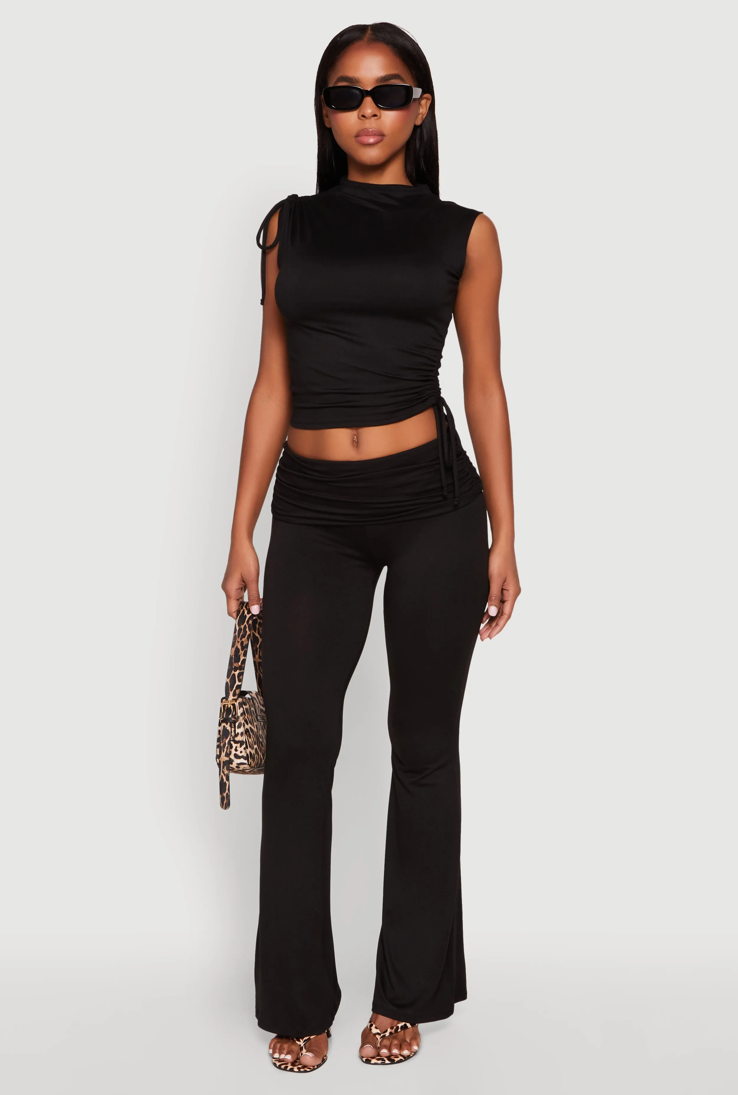 Ruched Mock Neck Crop Top sold by Rainbow product image thumbnail 3