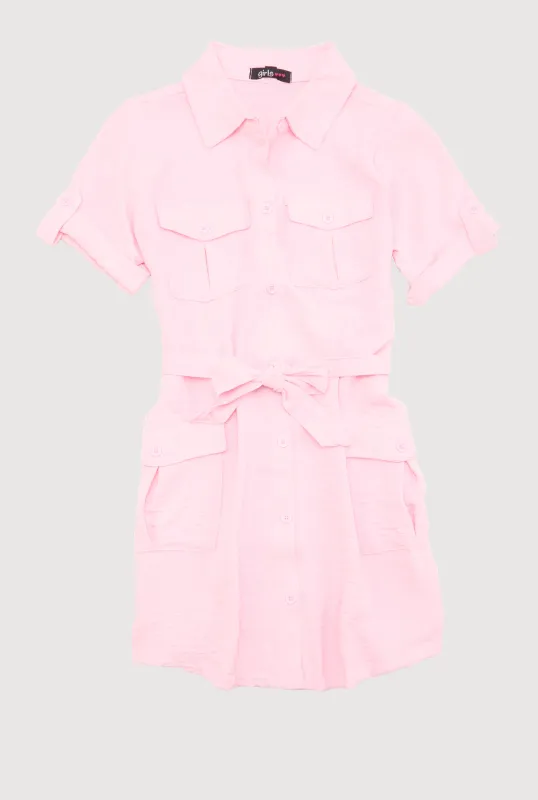 Girls Airy Utility Shirt Dress sold by Rainbow