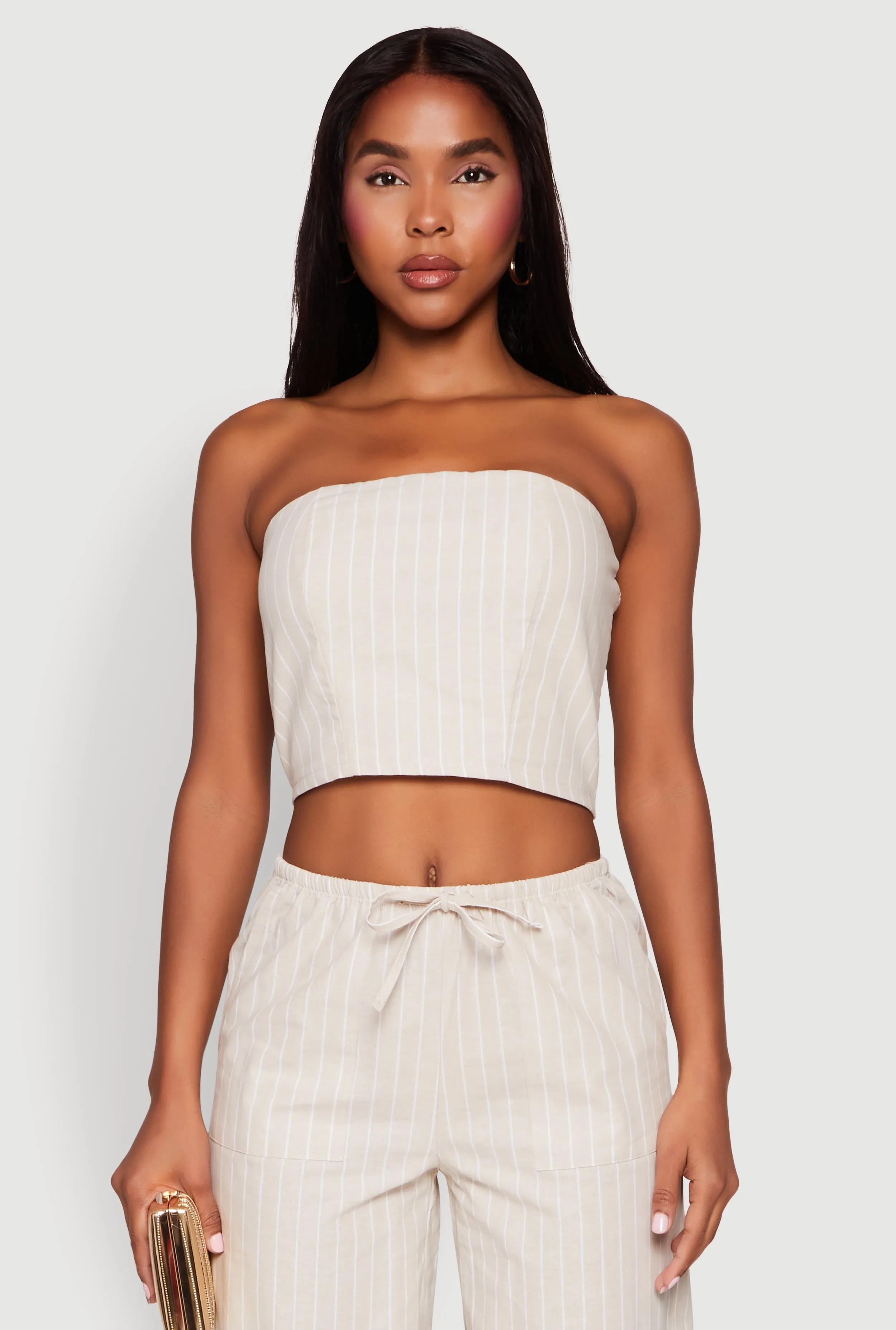 Almost Famous Smocked Striped Tube Top sold by Rainbow