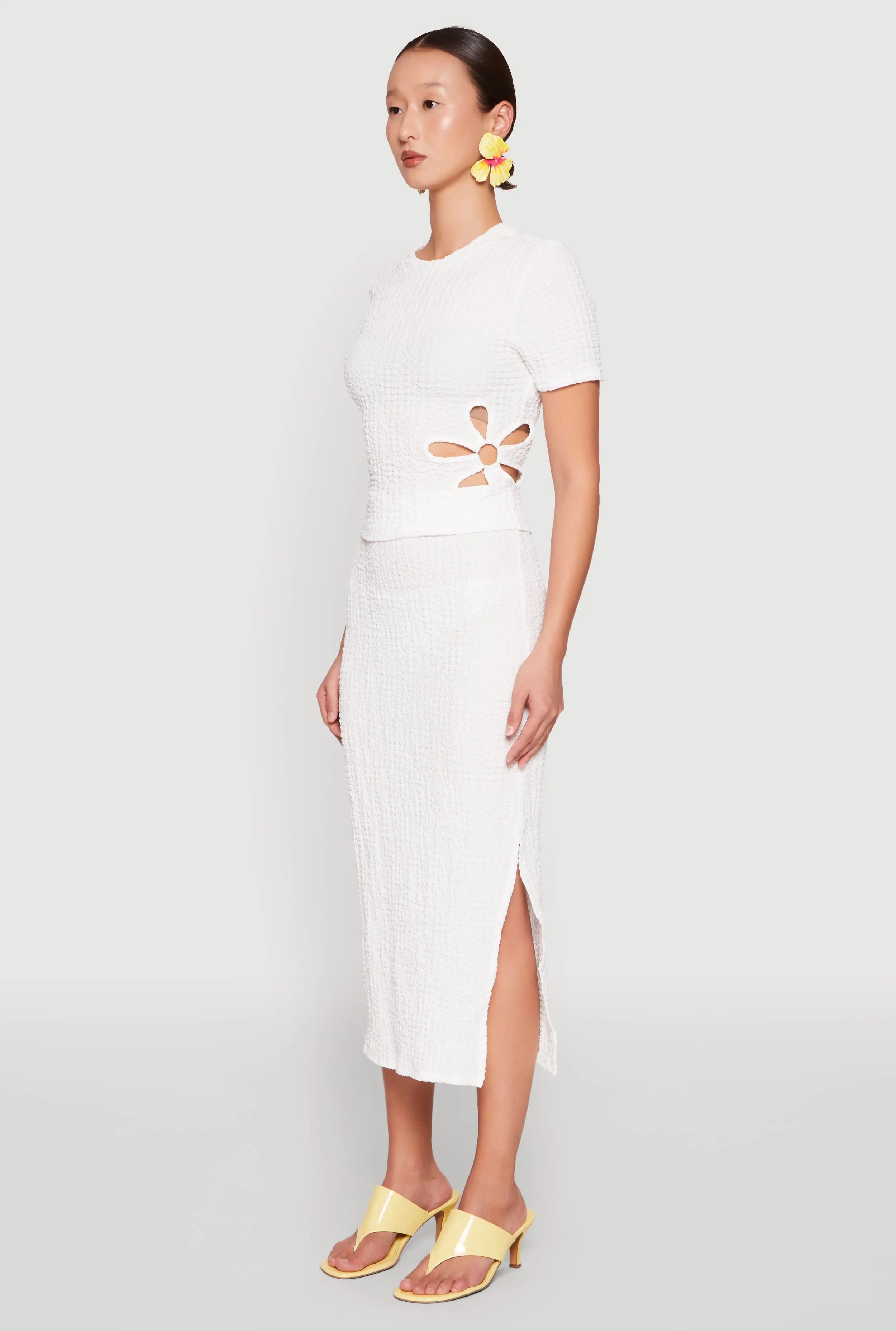 Flower Cut Out Textured Knit Top sold by Rainbow product image thumbnail 5