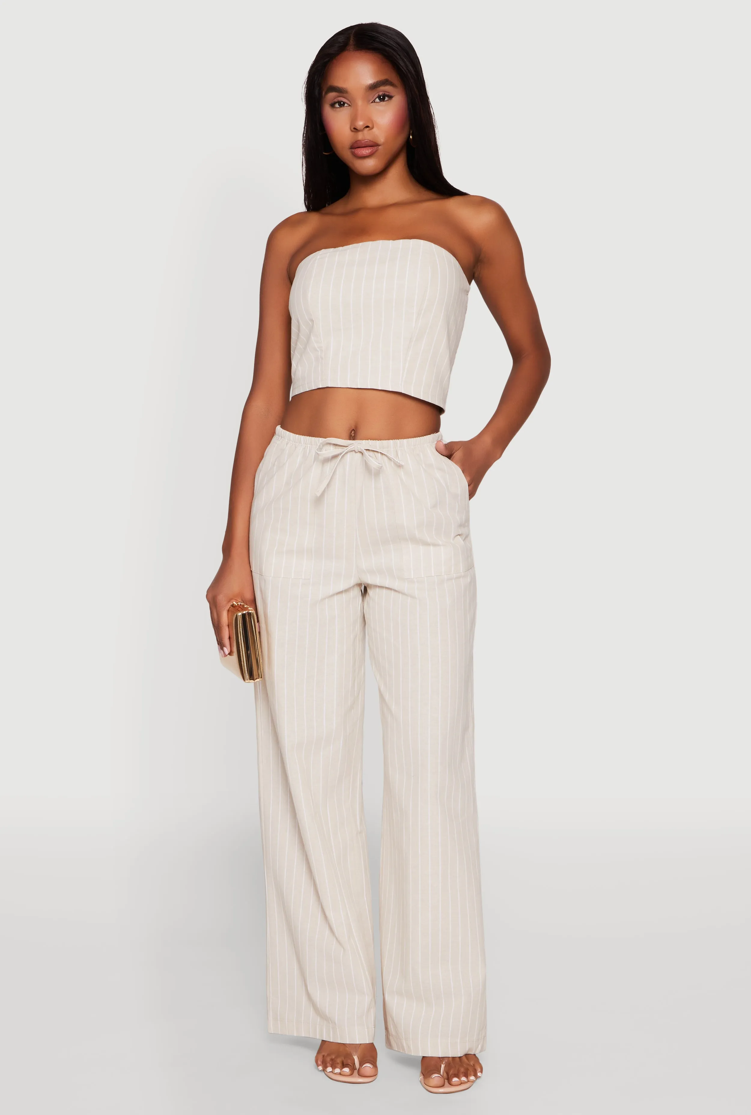 Almost Famous Drawstring Striped Pants sold by Rainbow