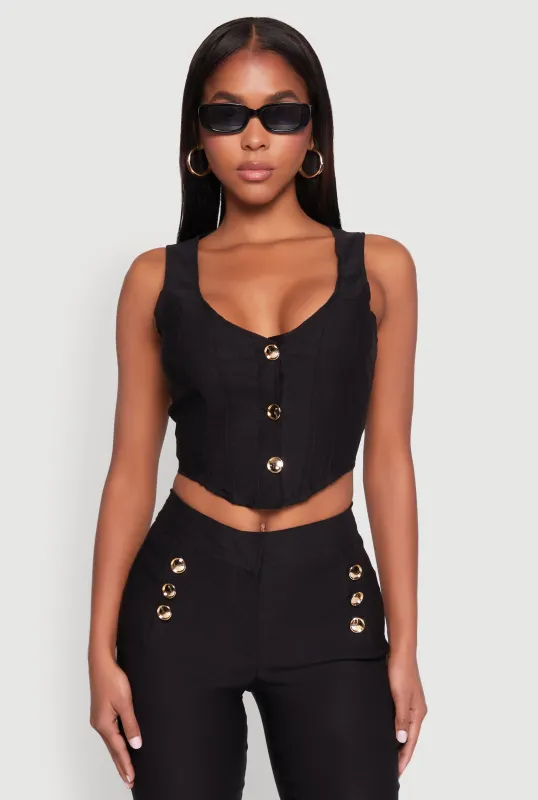 Cropped Corset Detail Vest sold by Rainbow