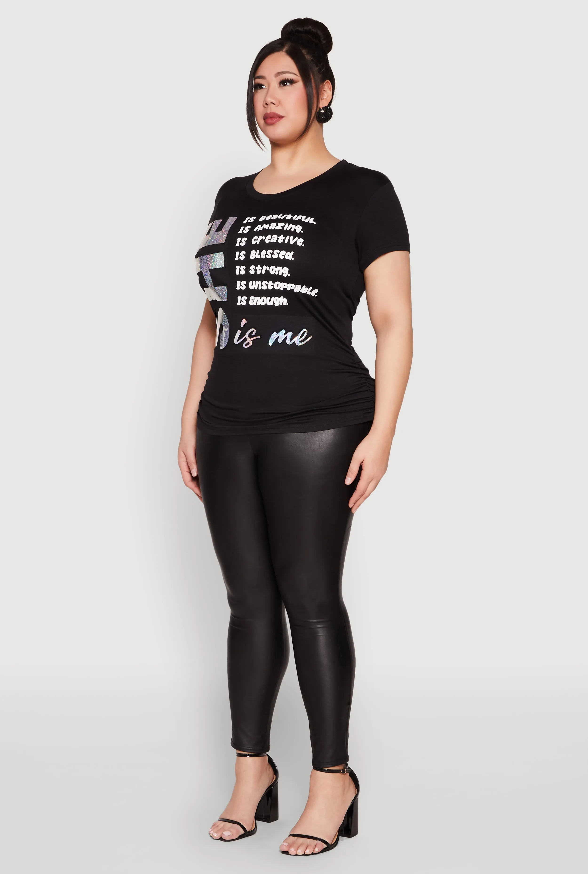 Plus Size 3D Foil She Is Me Graphic Tee sold by Rainbow product image thumbnail 5