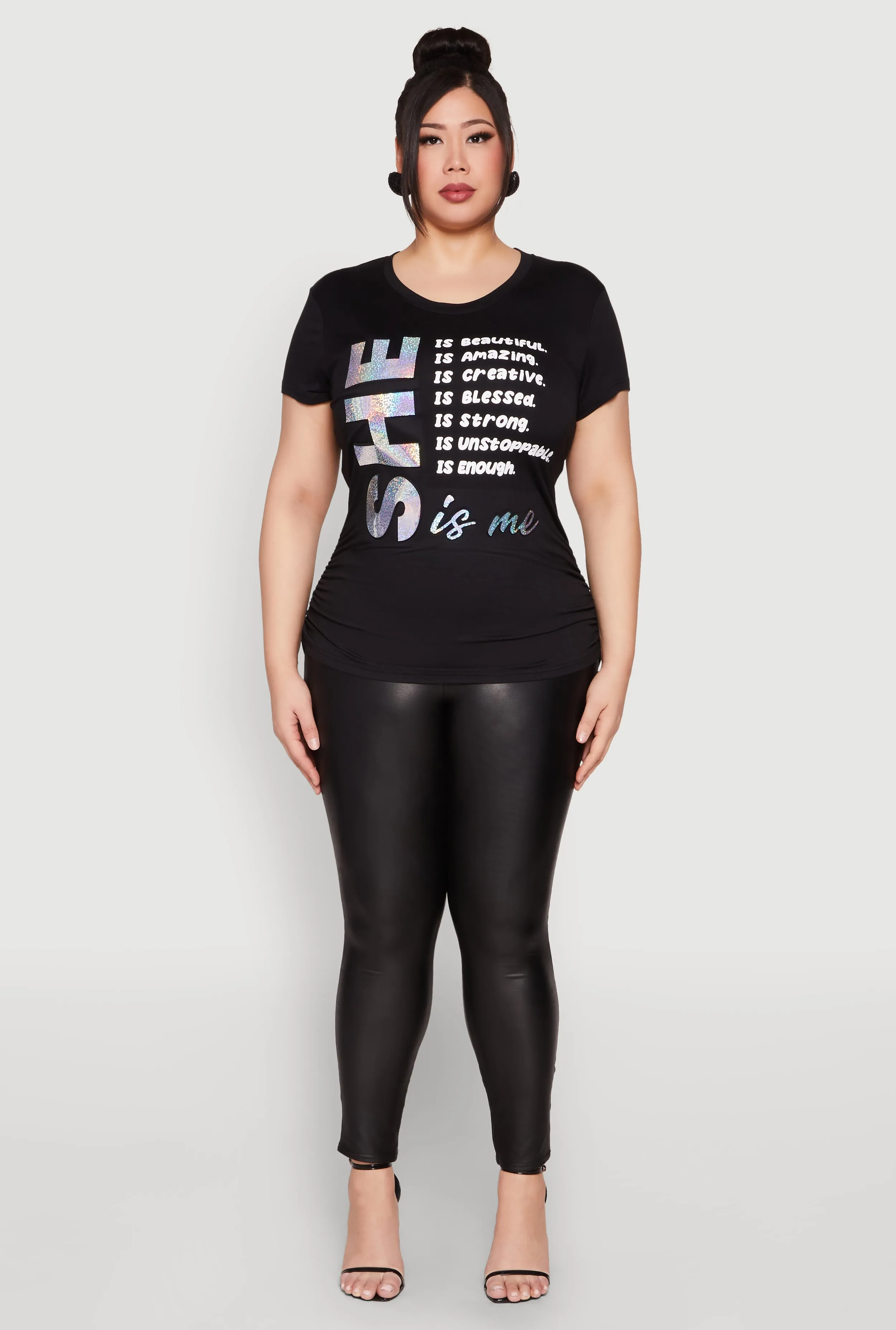 Plus Size 3D Foil She Is Me Graphic Tee sold by Rainbow product image thumbnail 3