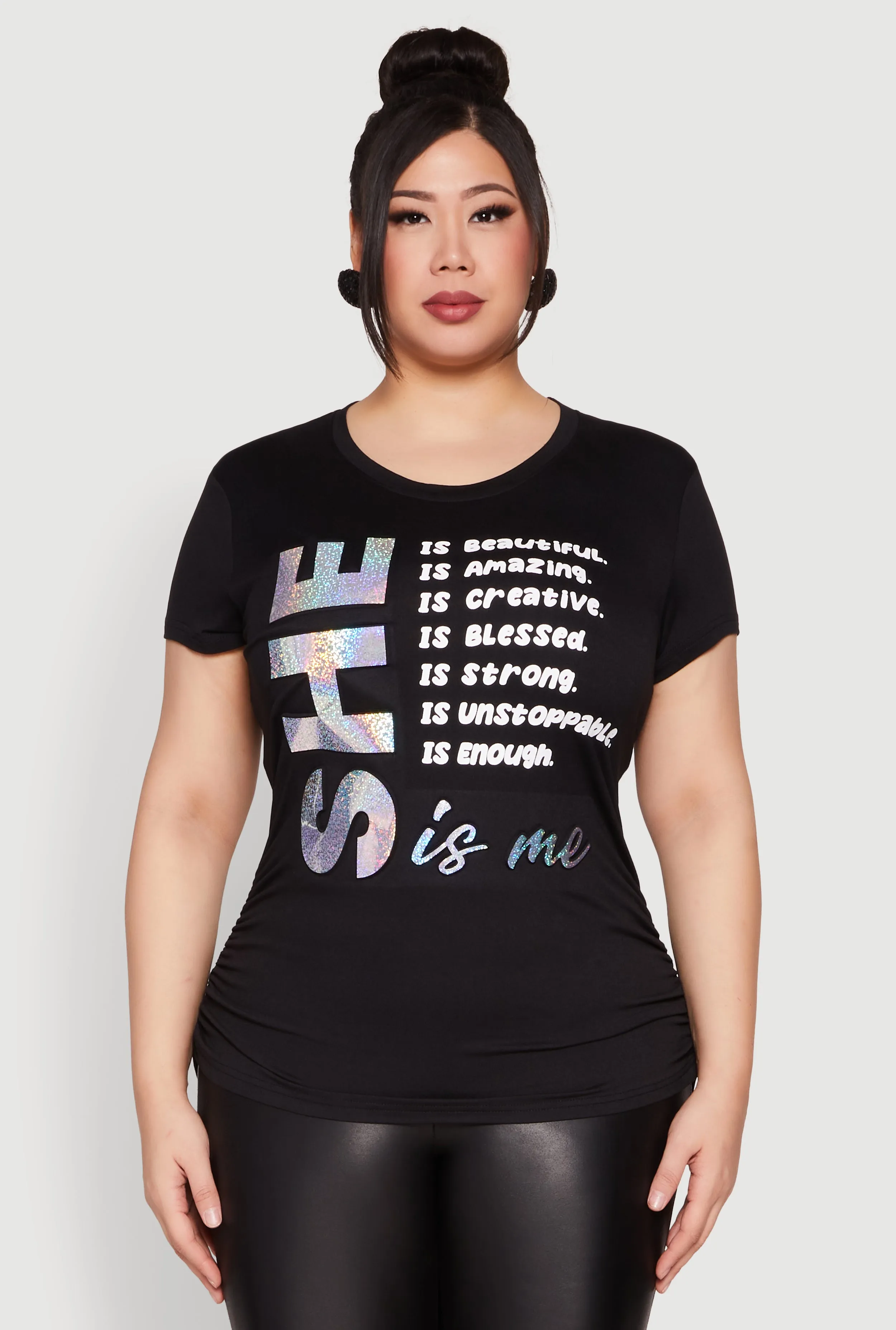 Plus Size 3D Foil She Is Me Graphic Tee sold by Rainbow product image thumbnail 2