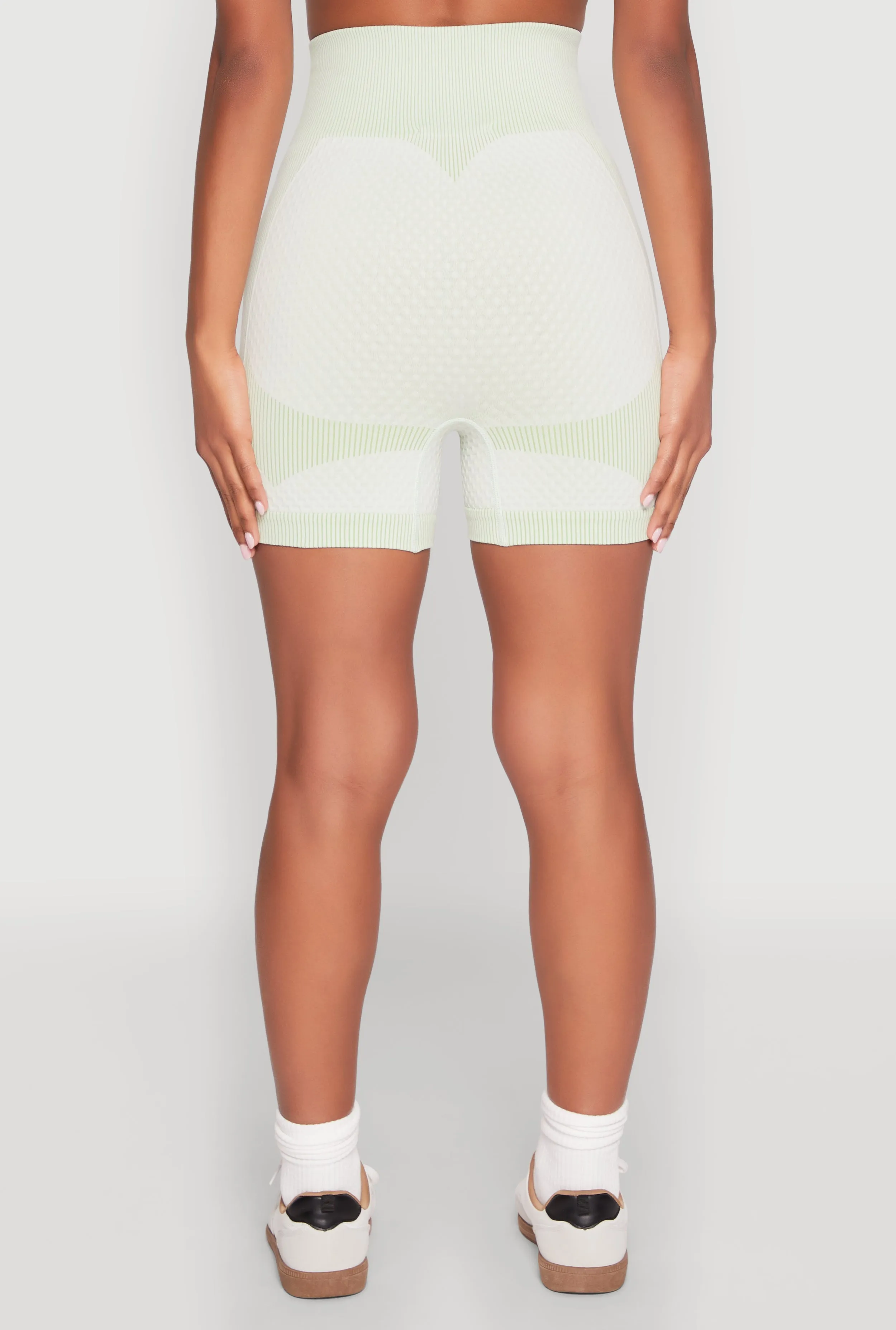 Seamless Ribbed Knit Ruched Biker Shorts sold by Rainbow product image thumbnail 5