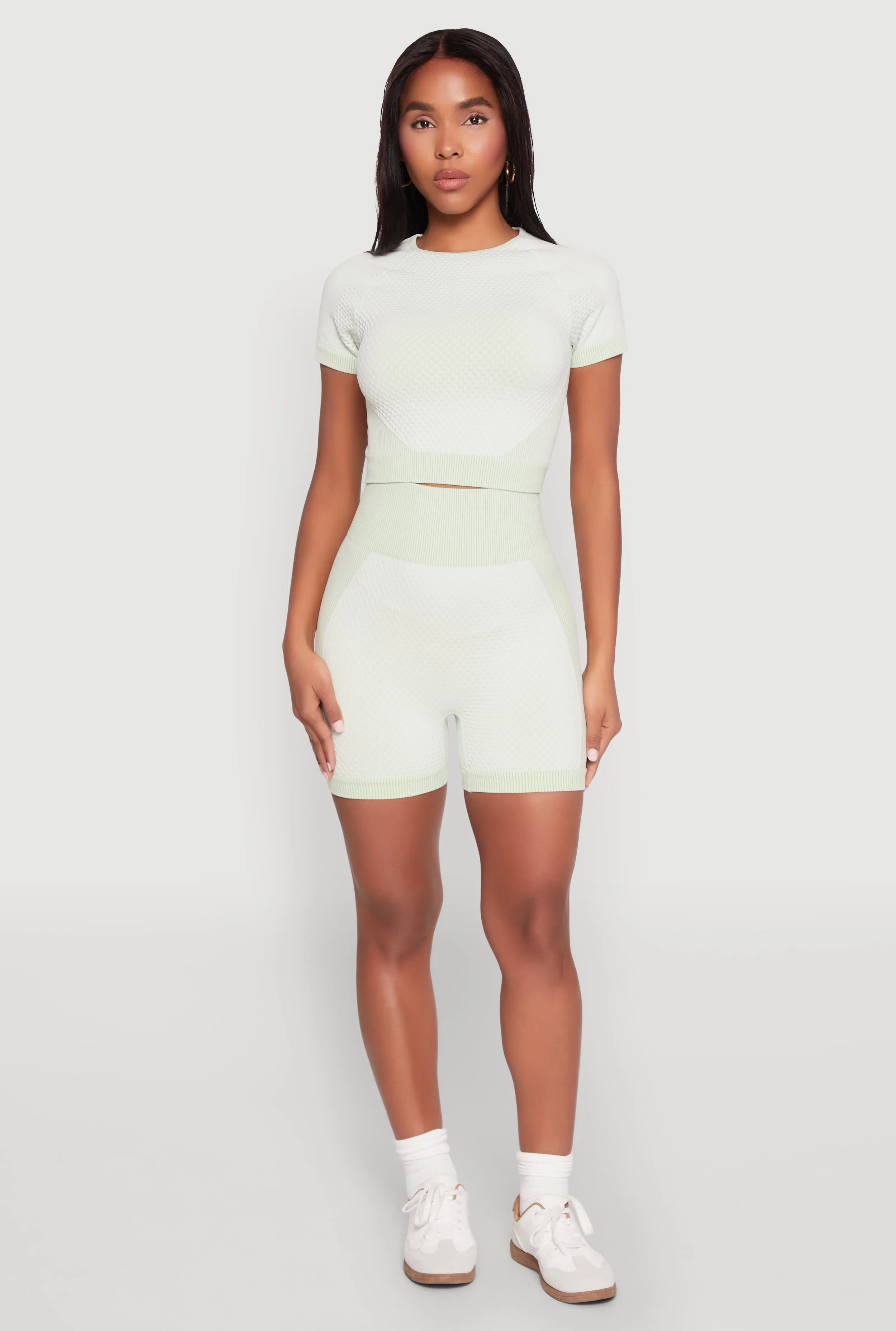 Seamless Ribbed Knit Ruched Biker Shorts sold by Rainbow product image thumbnail 2