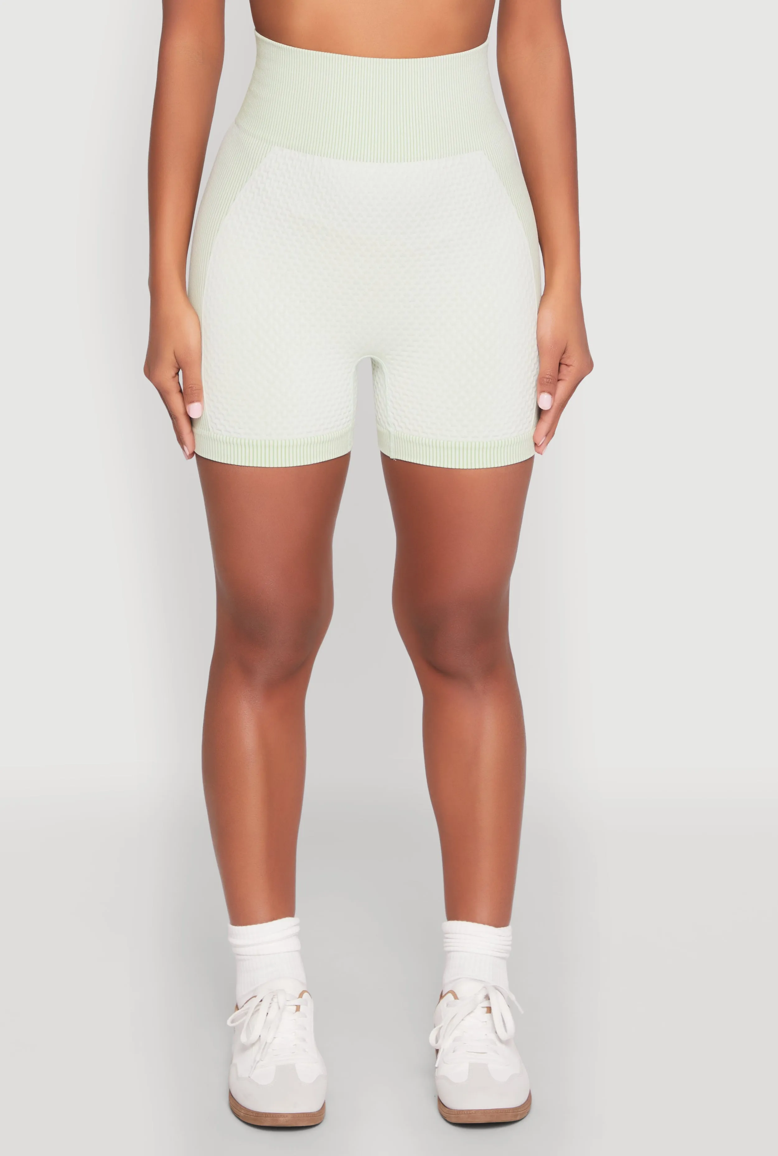 Seamless Ribbed Knit Ruched Biker Shorts sold by Rainbow product image thumbnail 3