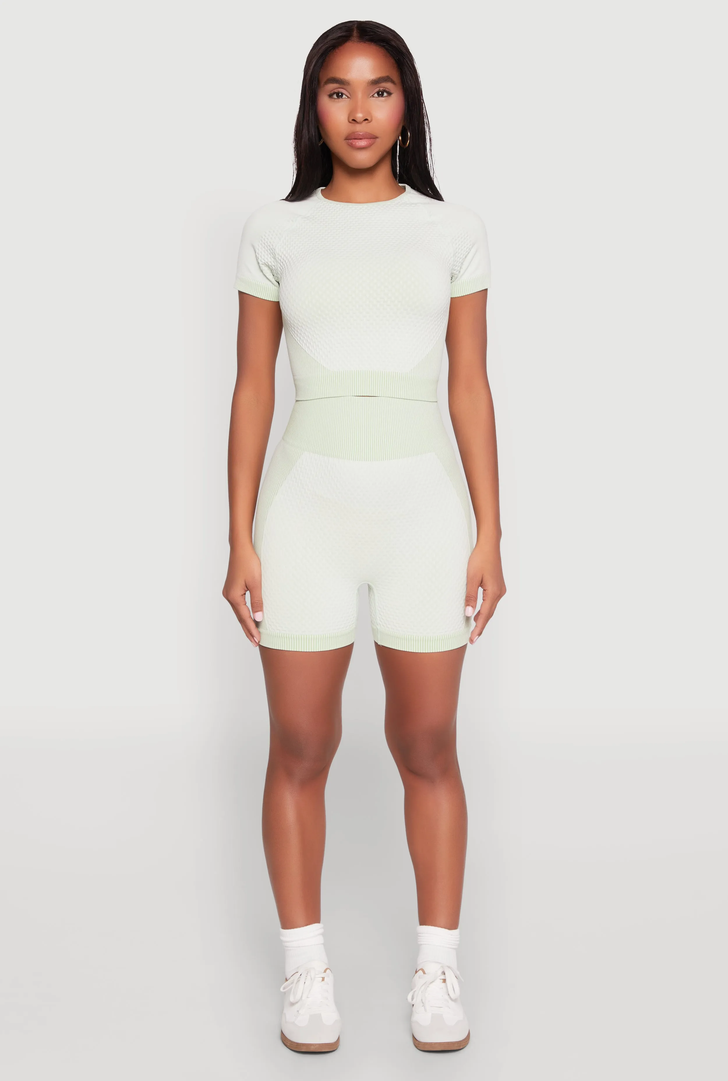 Seamless Ribbed Knit Ruched Biker Shorts sold by Rainbow