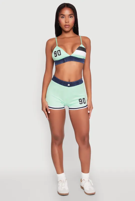 Jersey Mesh 90 Graphic Contrast Trim Sweatshorts sold by Rainbow