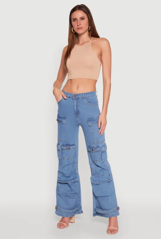 Daisy Cargo Pocket Flare Jeans sold by Rainbow