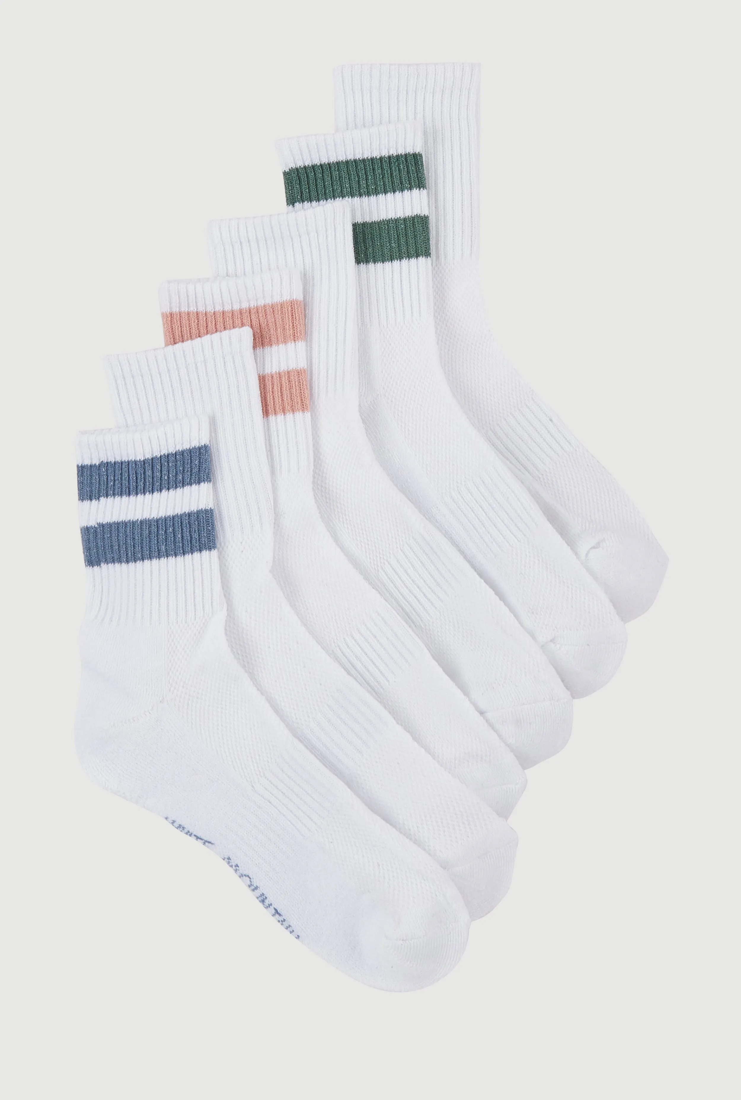 Varsity Stripe Mid Crew Socks 6 Pack Size 4-10 sold by Rainbow