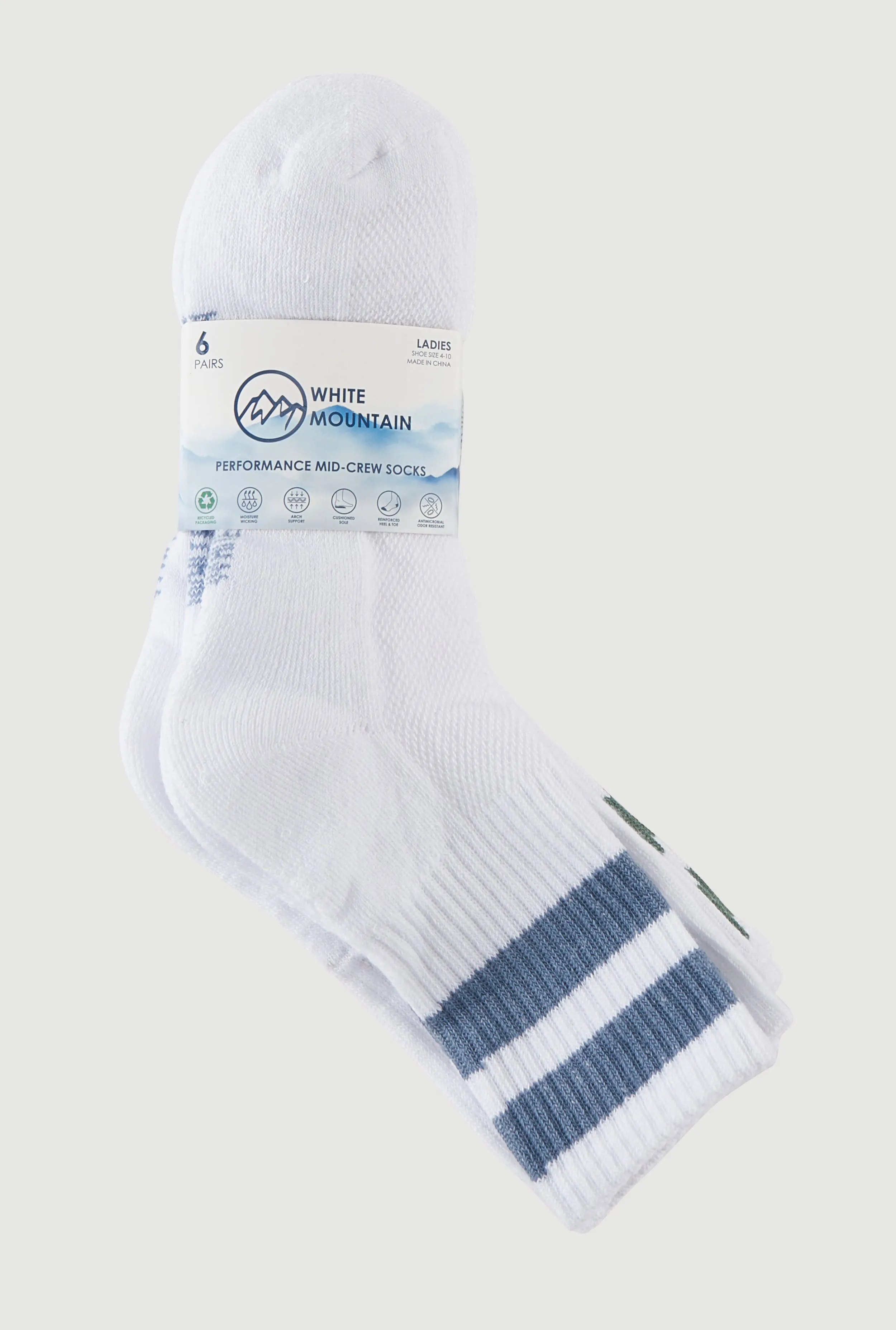Varsity Stripe Mid Crew Socks 6 Pack Size 4-10 sold by Rainbow product image thumbnail 3