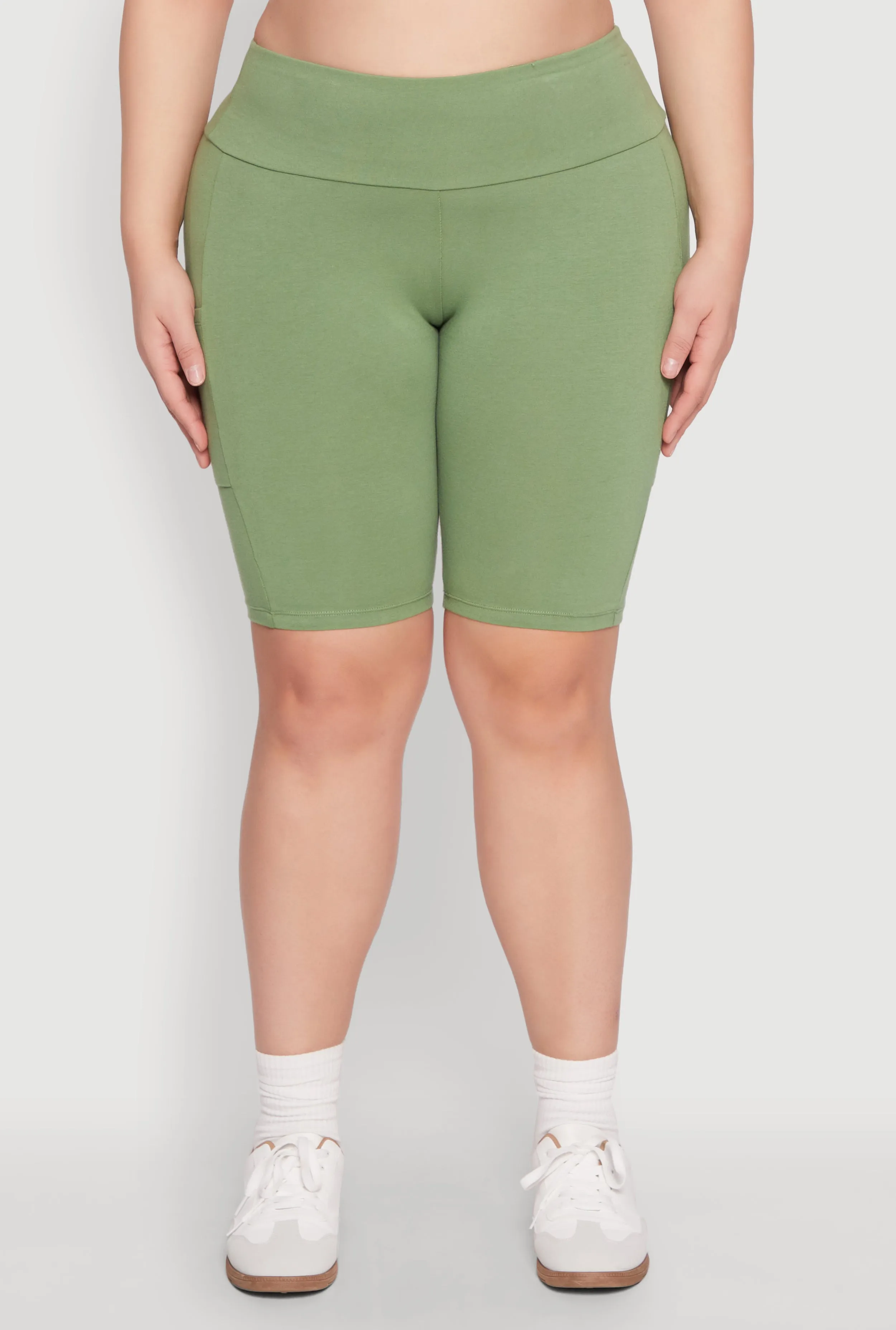 Plus Size High Waist Cell Phone Pocket Biker Shorts sold by Rainbow product image thumbnail 5