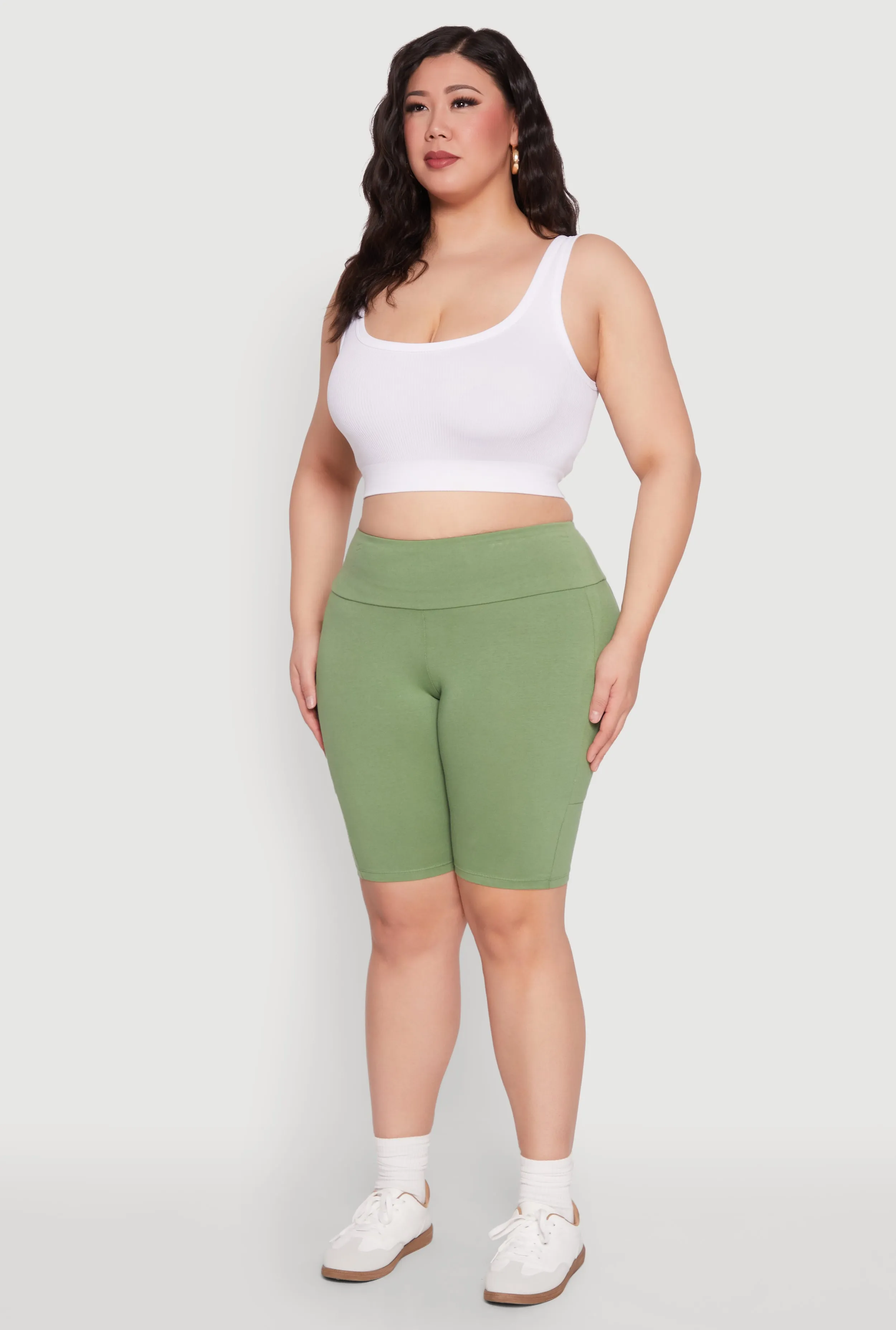 Plus Size High Waist Cell Phone Pocket Biker Shorts sold by Rainbow product image thumbnail 3