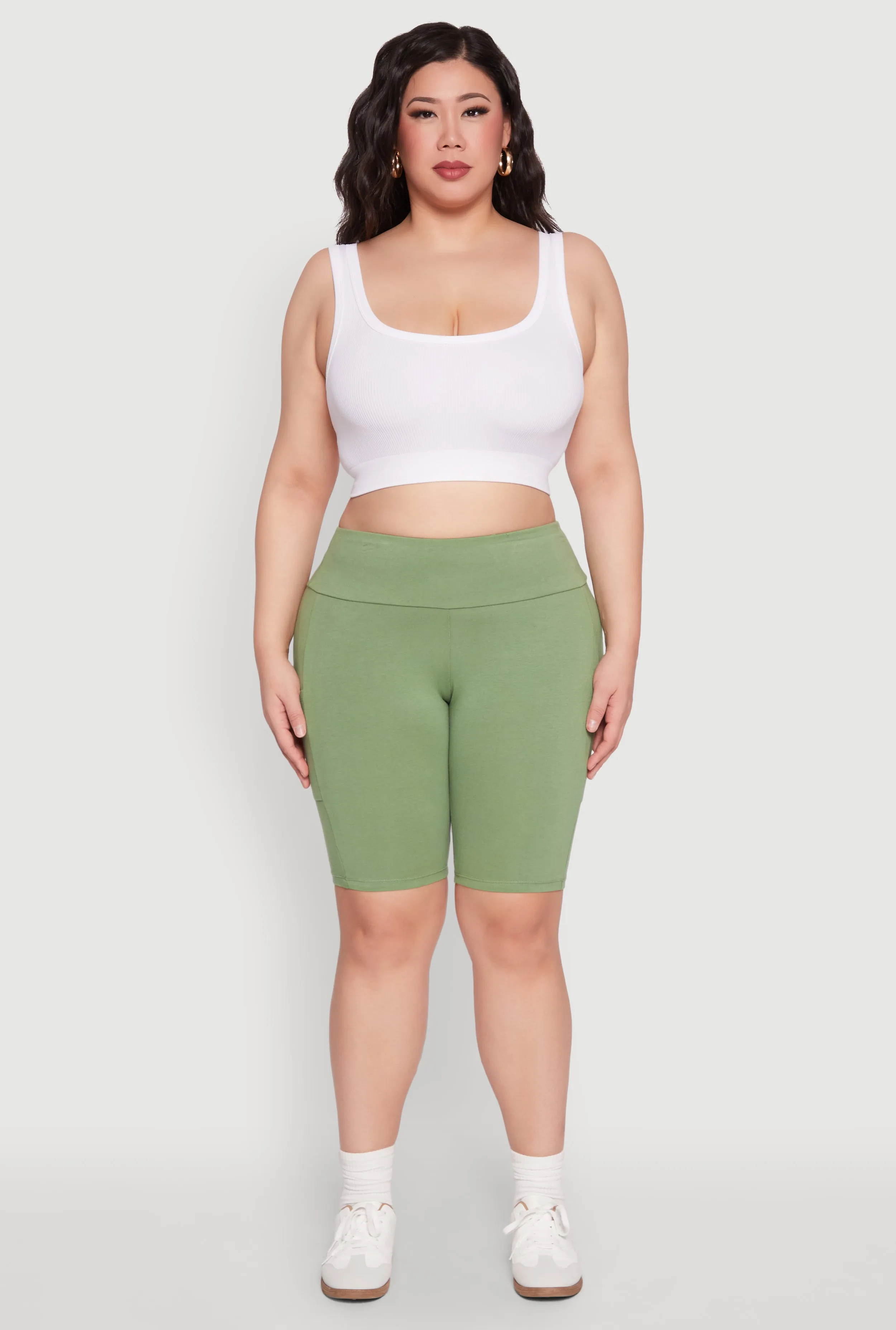 Plus Size High Waist Cell Phone Pocket Biker Shorts sold by Rainbow product image thumbnail 2