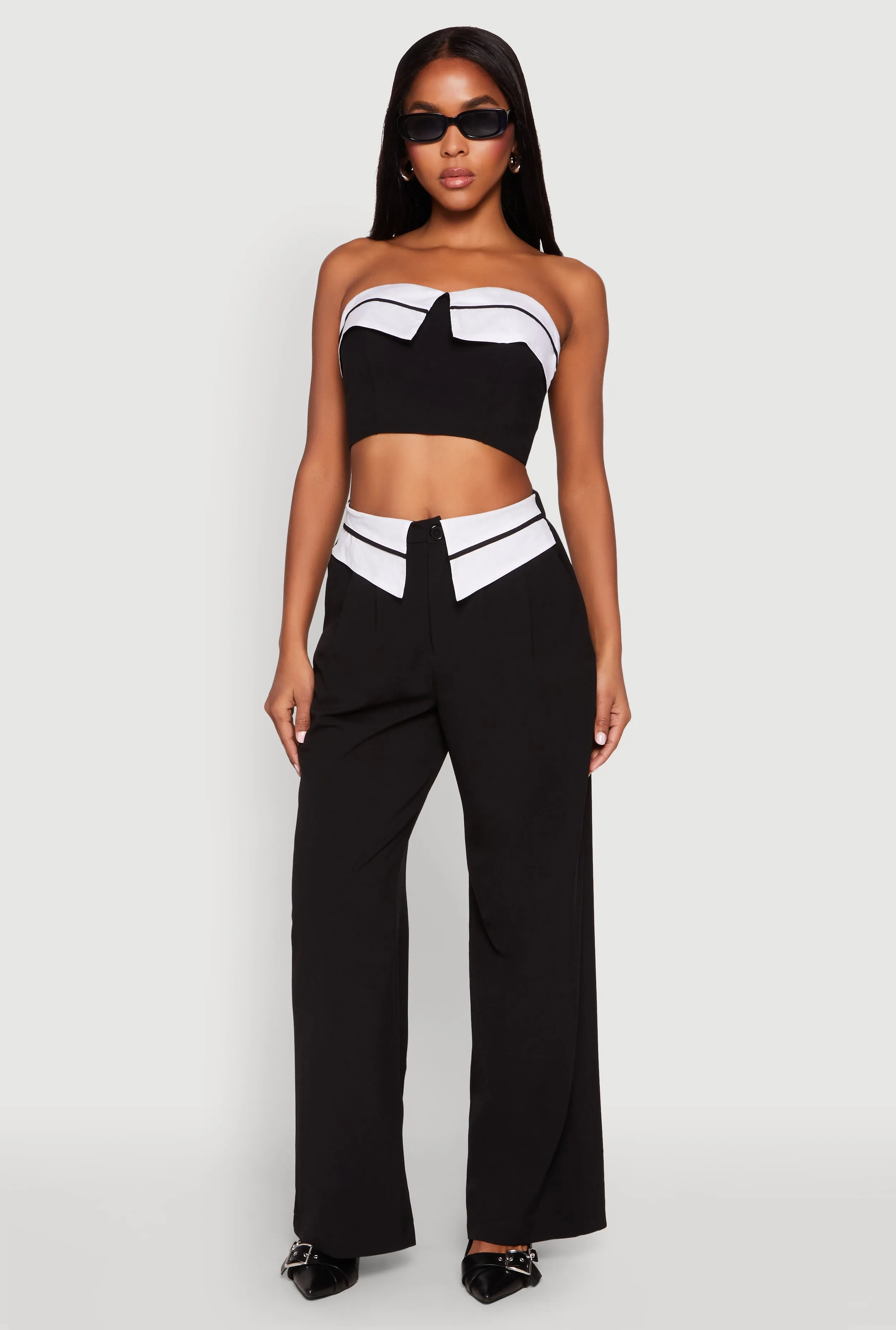 Contrast Trim Fold Over Crop Top sold by Rainbow product image thumbnail 2